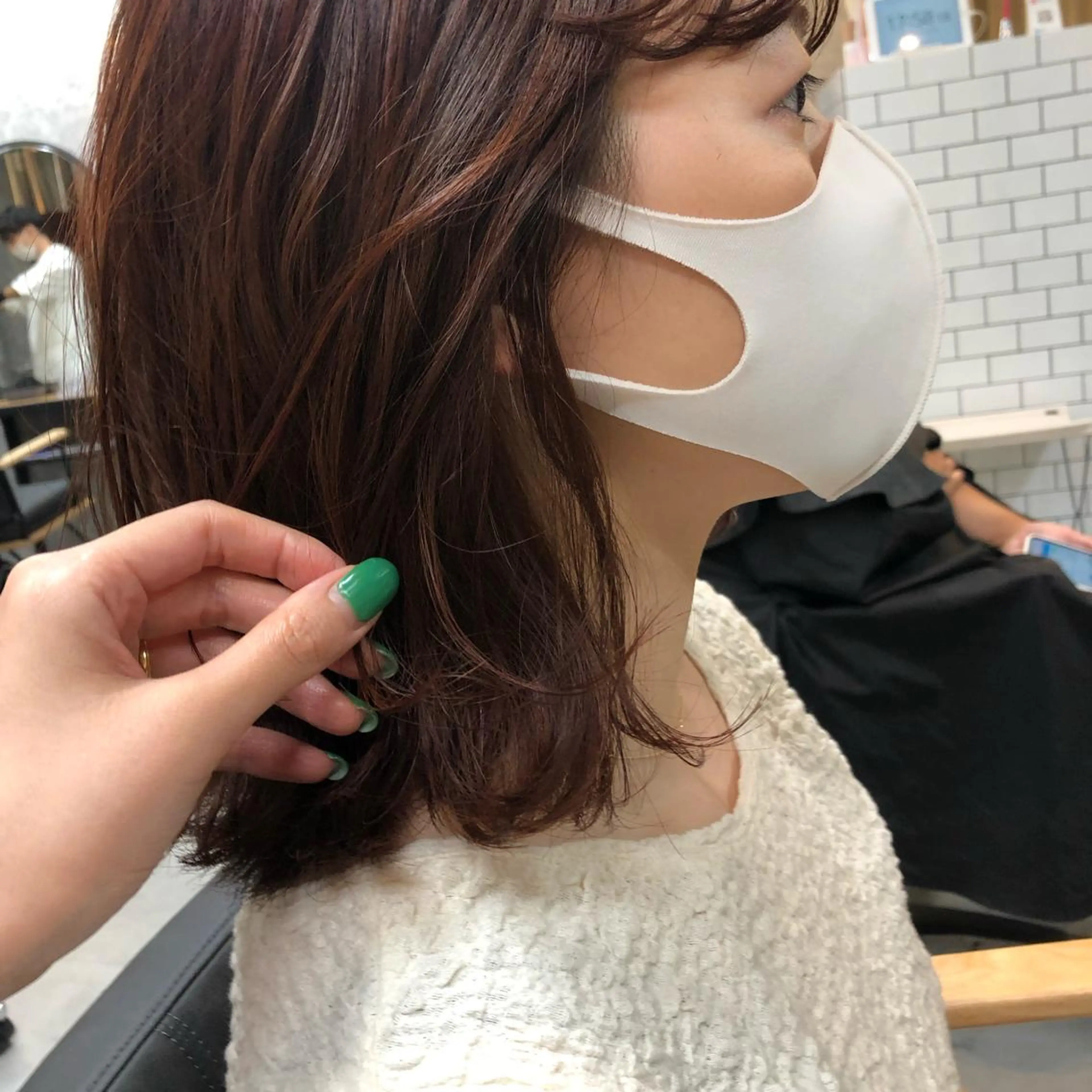ミディアム カラー ベージュカラー ラテベージュ ピンクカラー カット ヘアカラー 細川 夕利亜のヘアスタイル