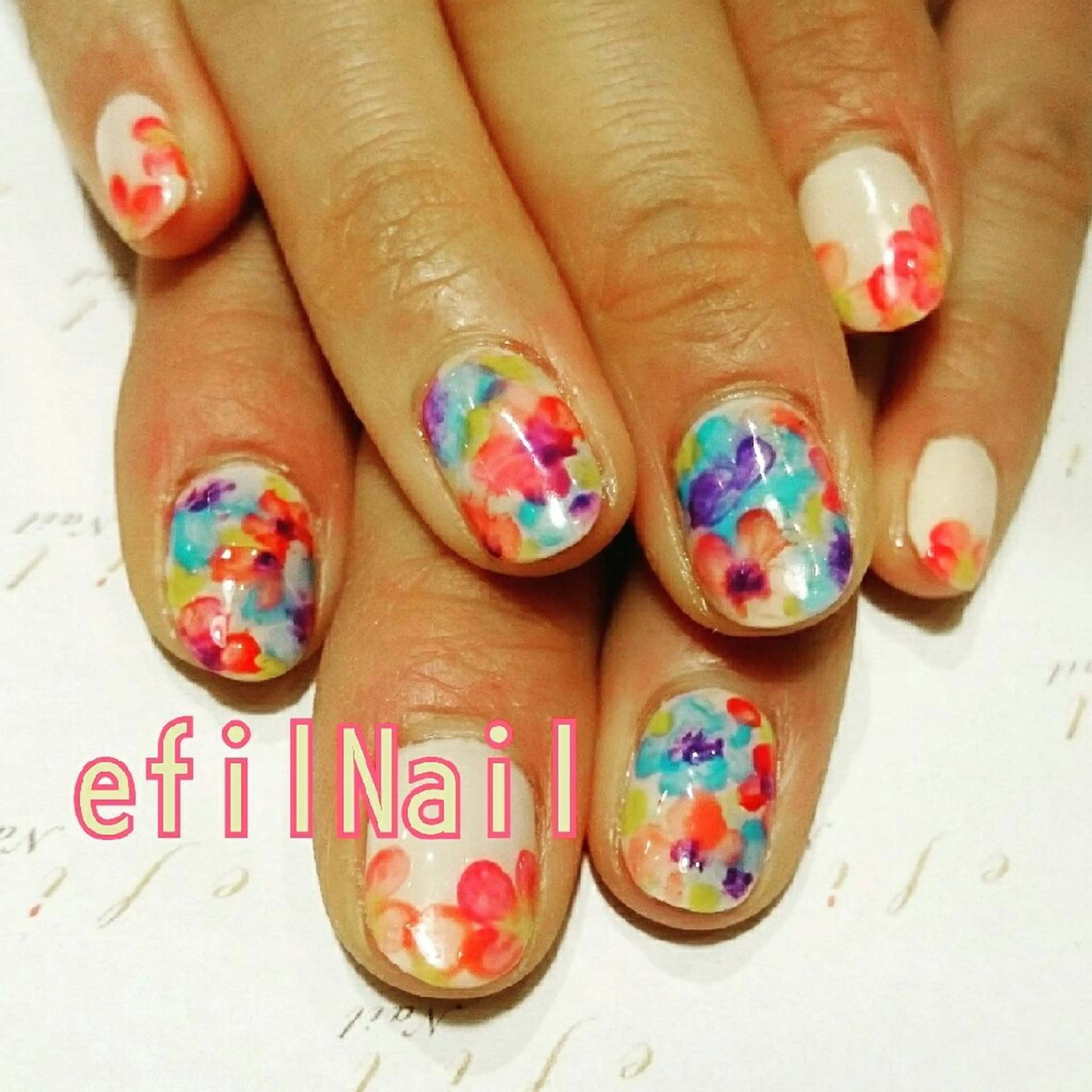 ネイル フラワーネイル 持ち込み みー shakushiroのネイルデザイン