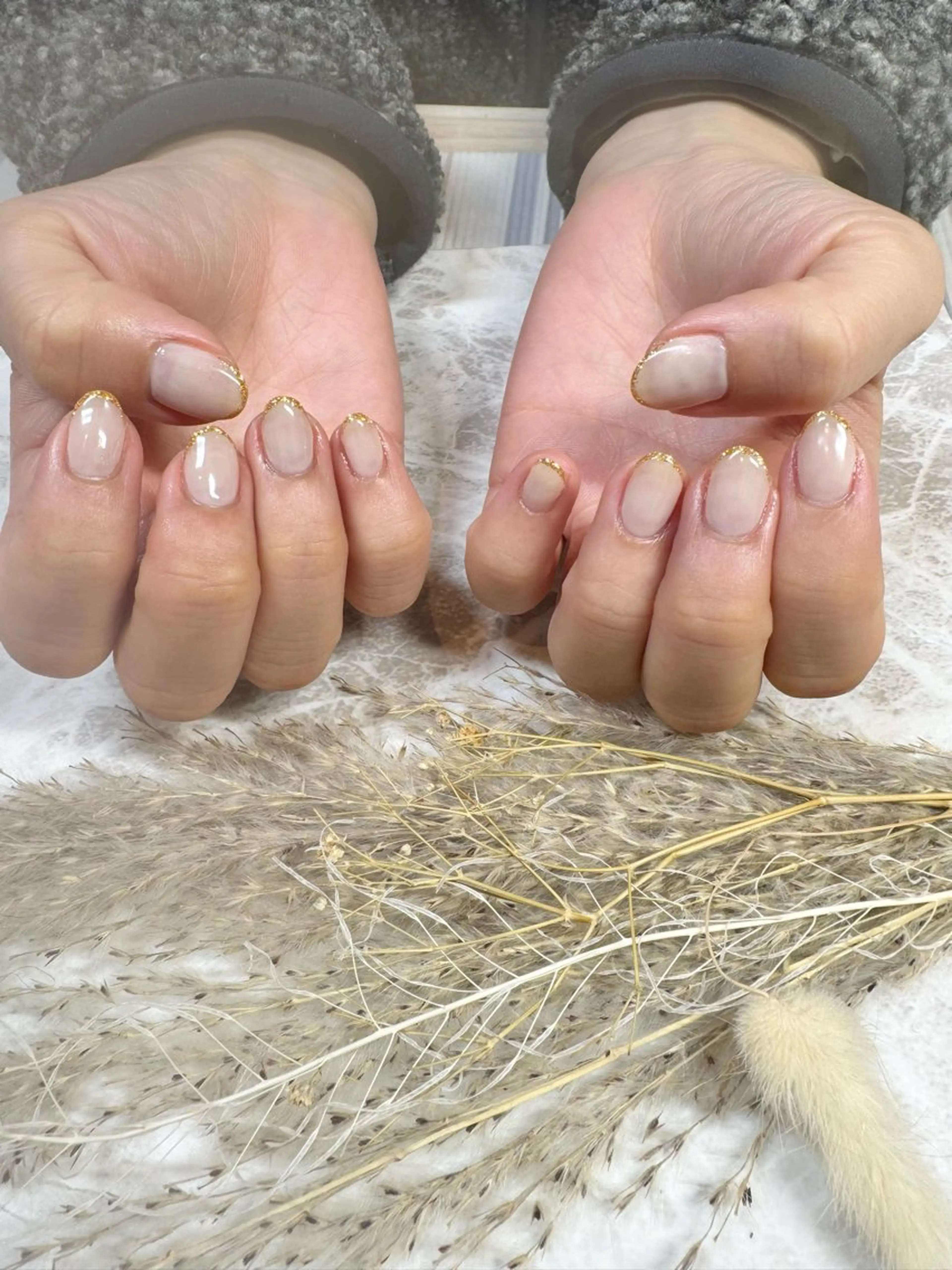 ネイル ラメ(グリッター) ニュアンスネイル ホワイト ネイルサロン ステラのネイルデザイン