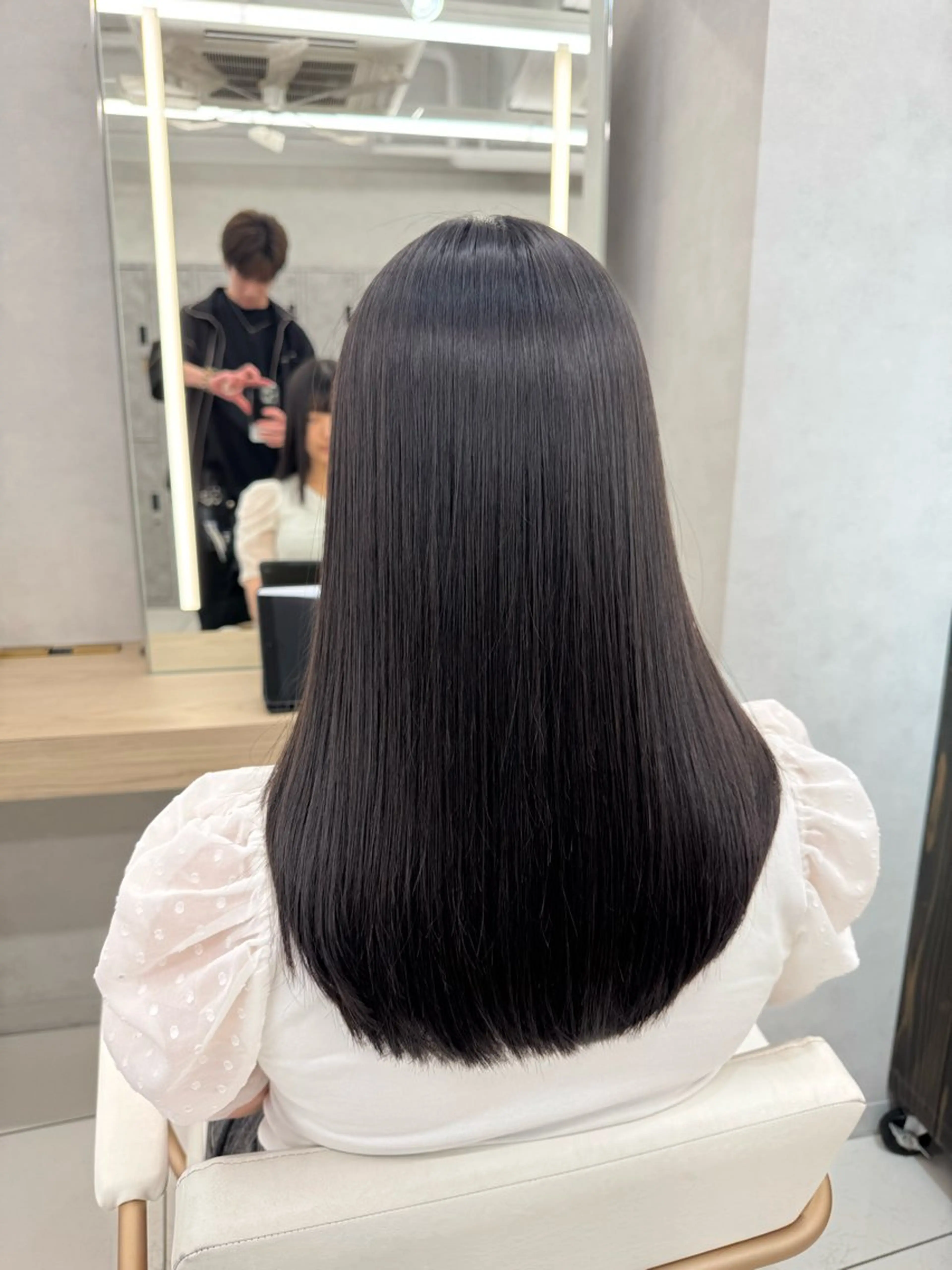 ロング パーマ 縮毛矯正 トリートメント 顔まわりカット/ カラー/西野和裕のヘアスタイル