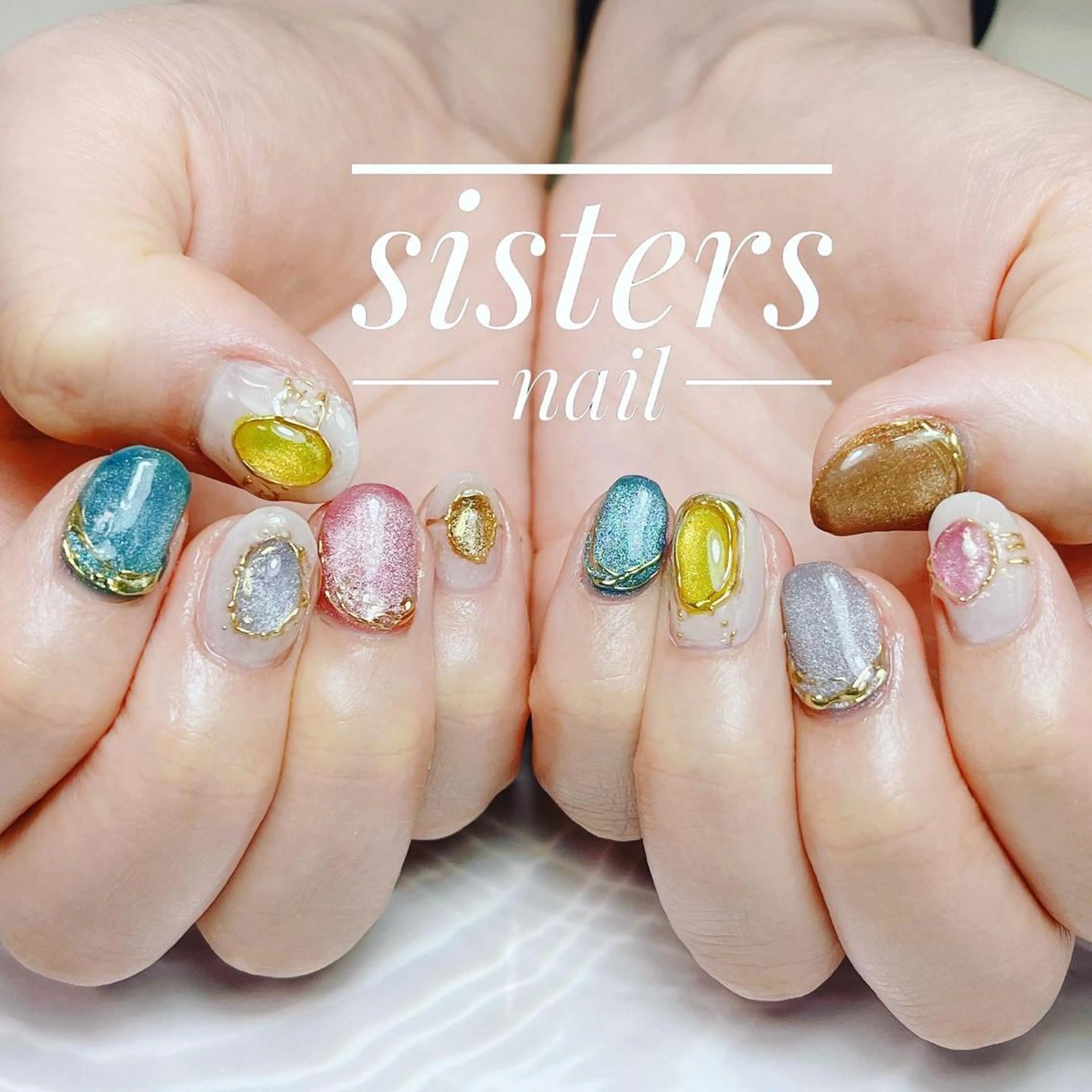 ネイル アートネイル マグネットネイル 夏ネイル sisters nail.fのネイルデザイン