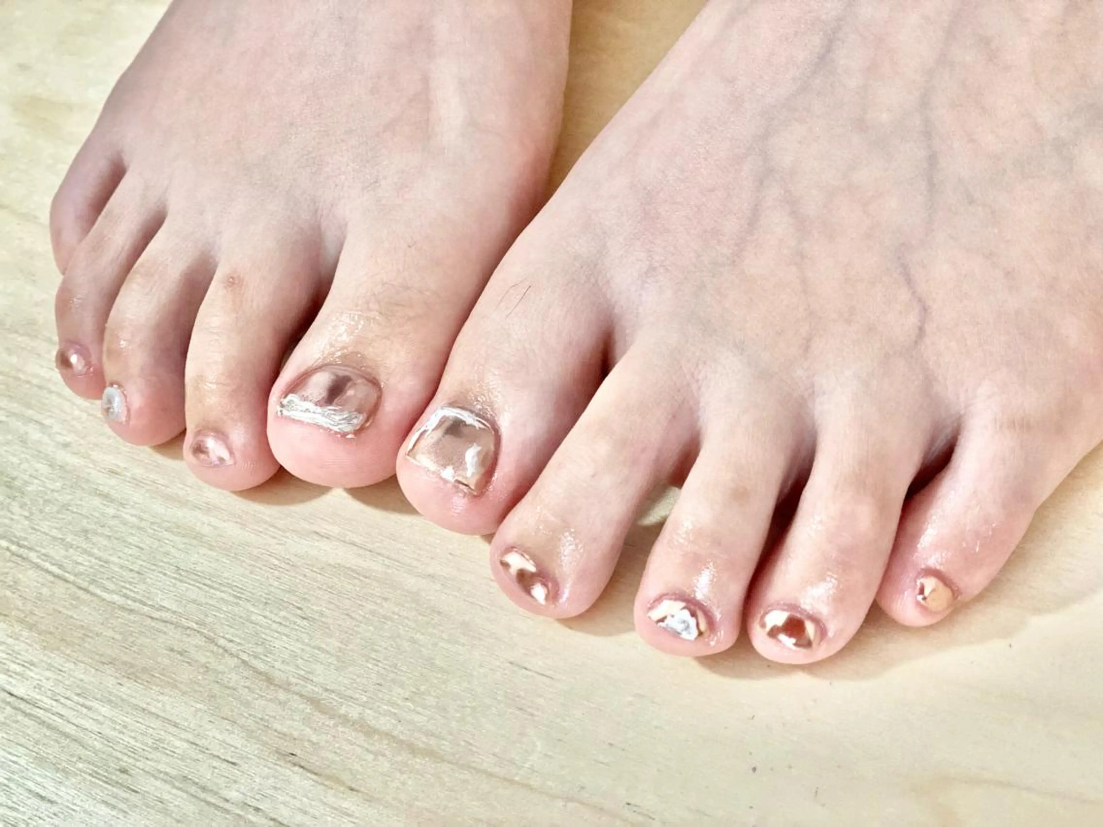 キッズ ネイル フットネイル キラキラネイル 韓国ネイル ミラーネイル ニュアンスネイル フットネイル おうちネイルサロン RINAのその他イメージ