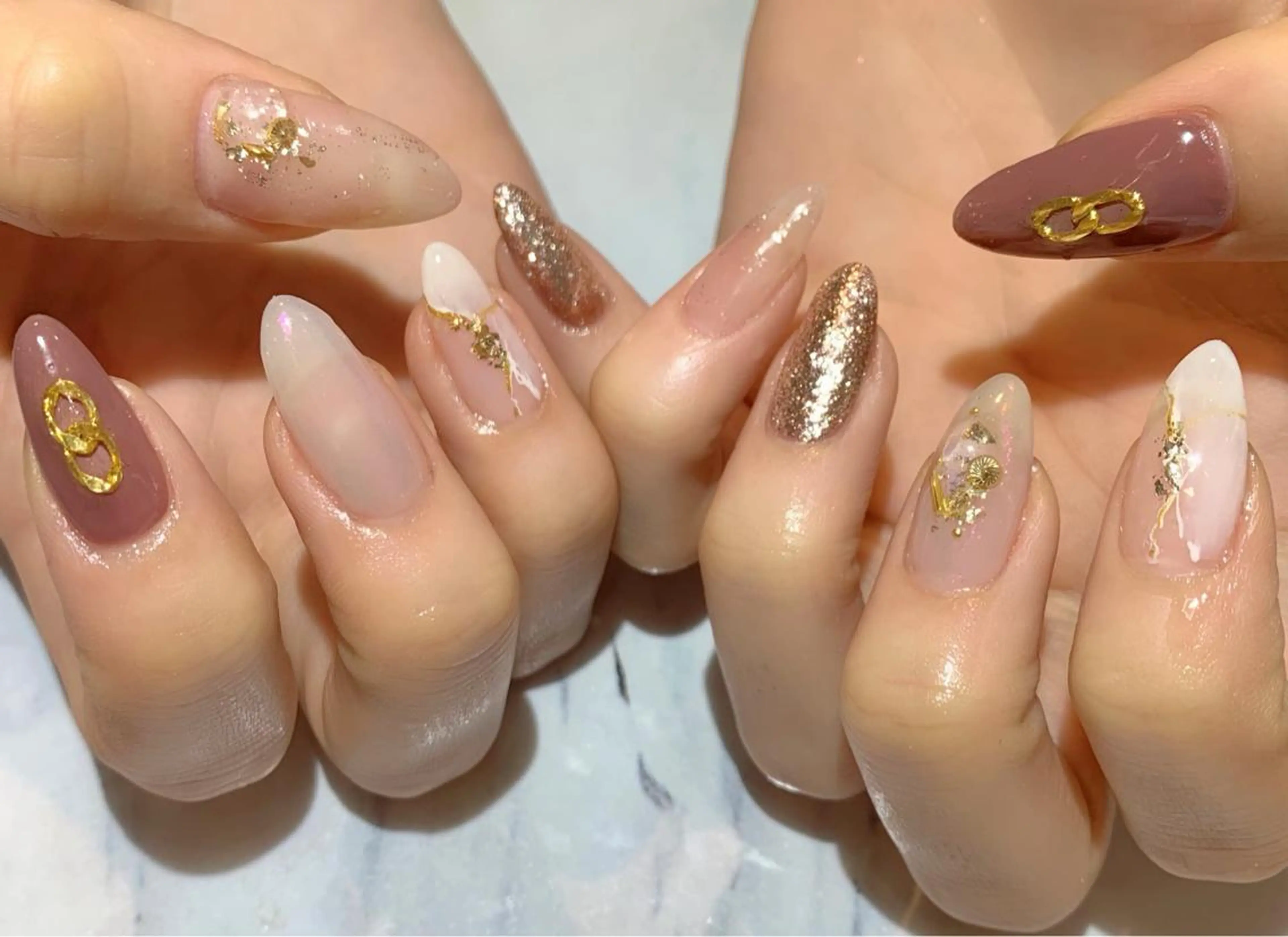 ネイル 大理石ネイル(マーブル) ハンドネイル Lino+ ネイル&よもぎ蒸しのネイルデザイン