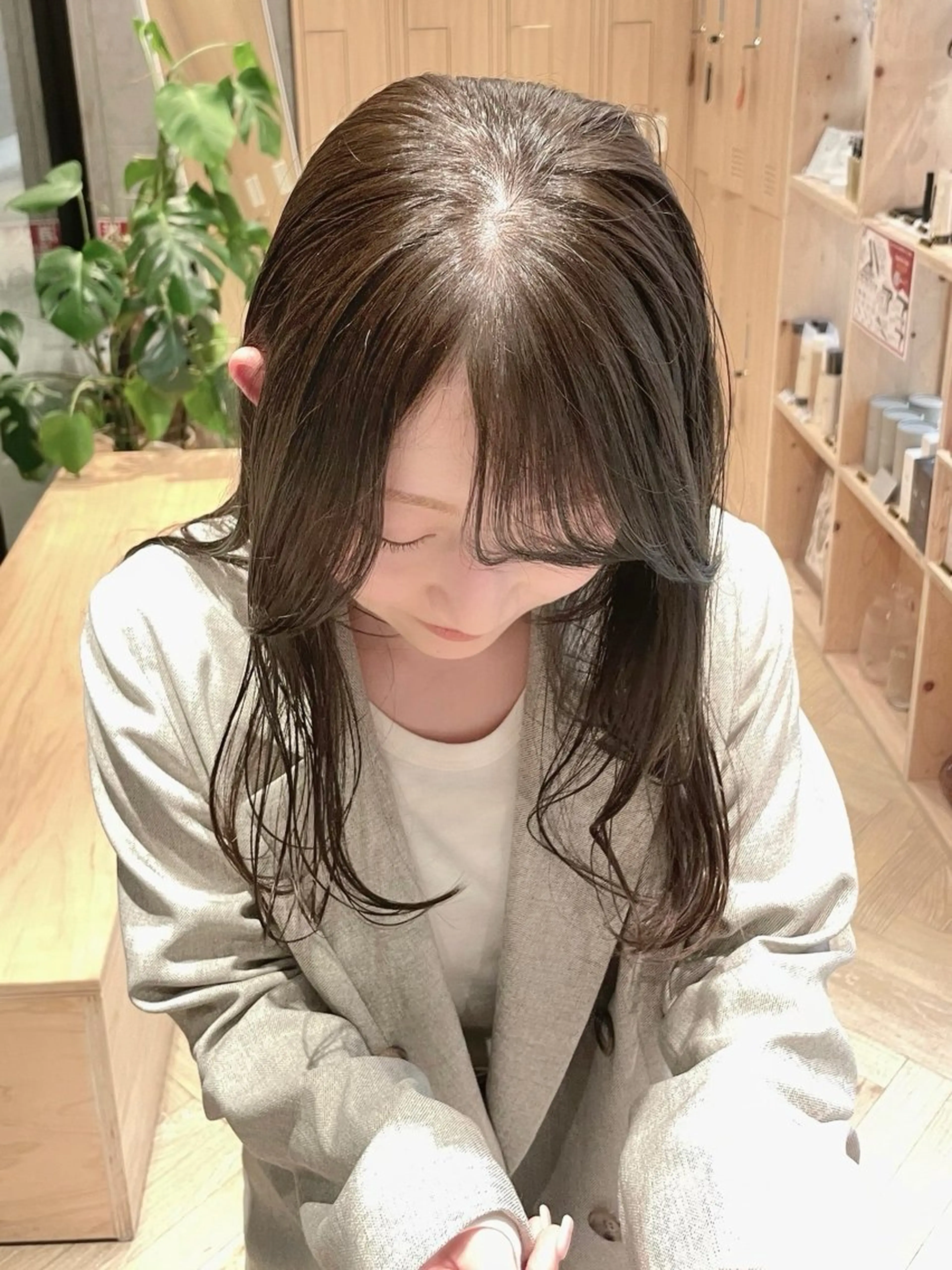 ミディアム カット ヘアカラー トリートメント 似合わせ/ベージュ /レイヤー/りほ🤍のヘアスタイル