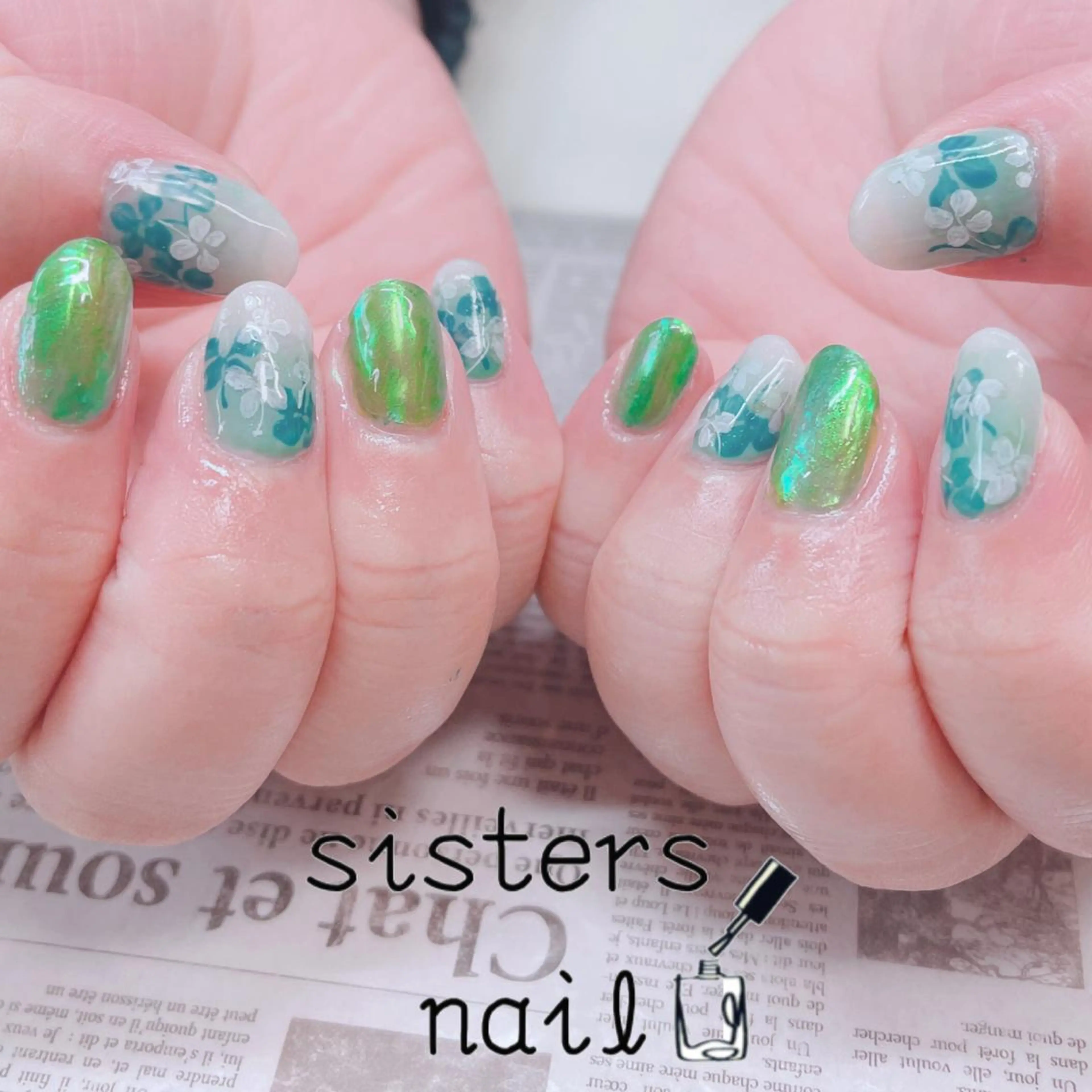 ネイル アートネイル オーロラネイル 春ネイル ハンドネイル ハンドケア sisters nail.fのネイルデザイン