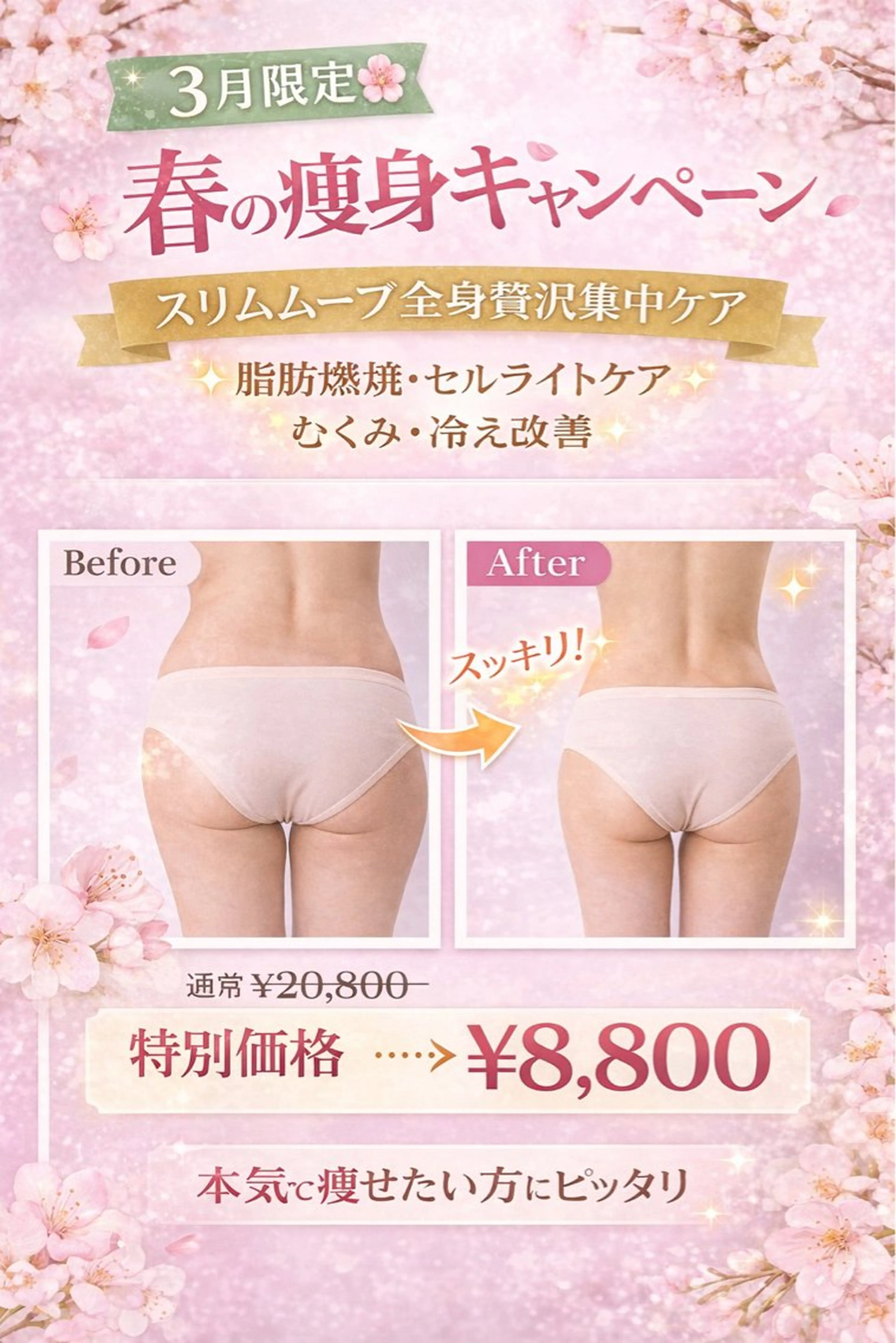 スリムムーブ全身贅沢集中ケア 90分20800円→8800円カウンセリング➕施術時間約120分の写真