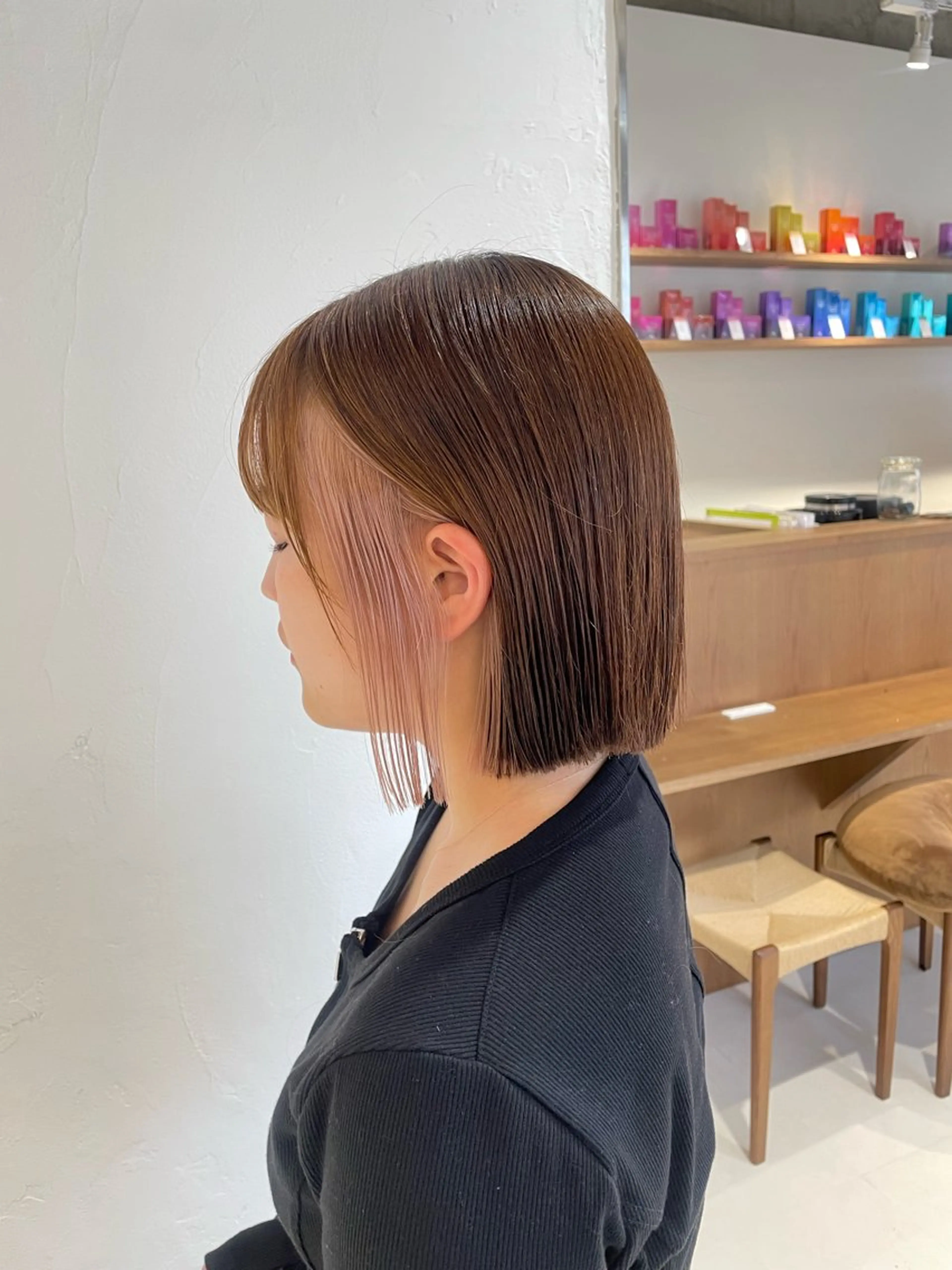 ショート カラー 切りっぱなしボブ ブリーチ ボブ ヘアカラー ボブ/インナーカラー /眉毛/Miyuのヘアスタイル