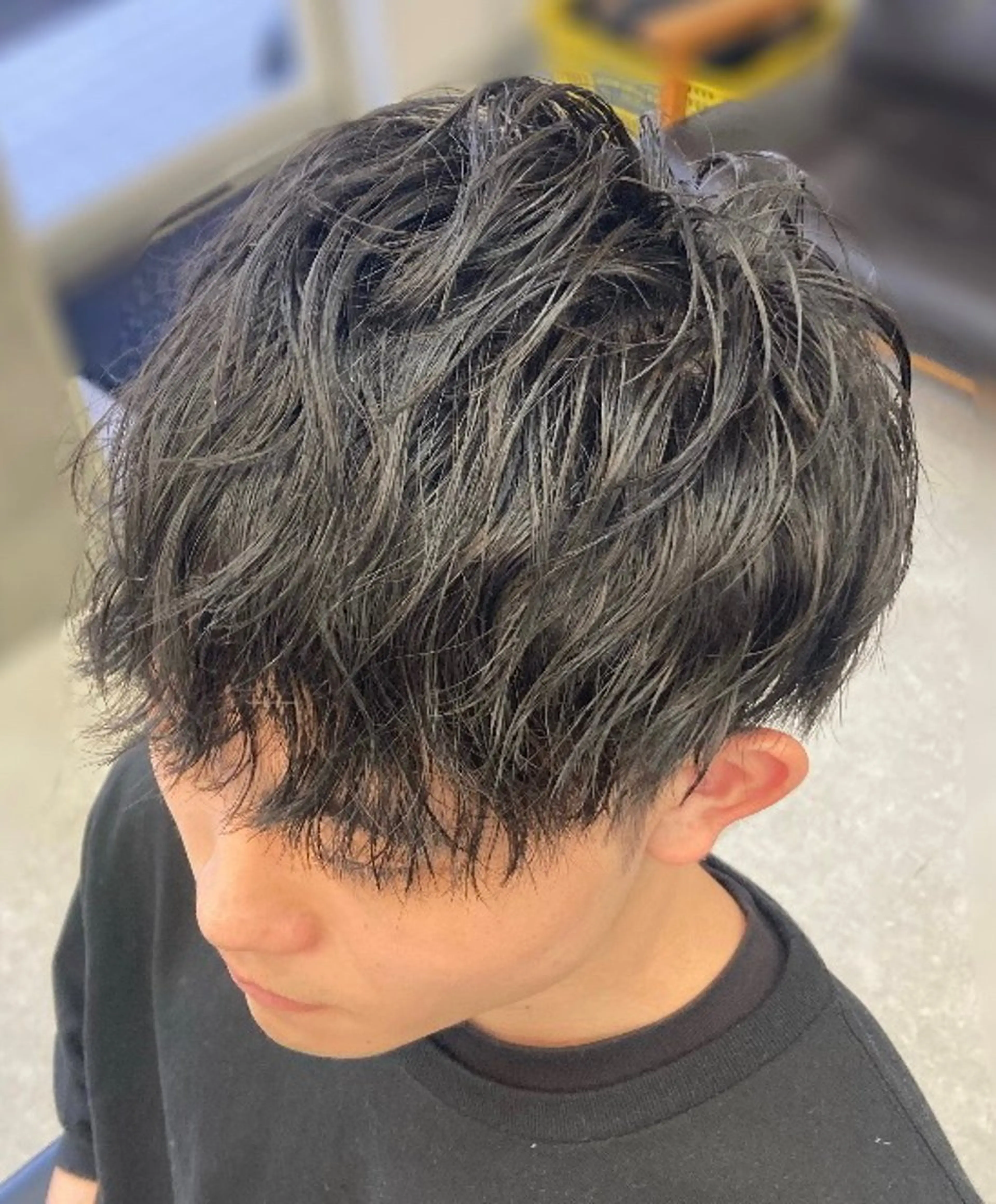 ミディアム パーマ メンズ 深堀 勇弥のヘアスタイル