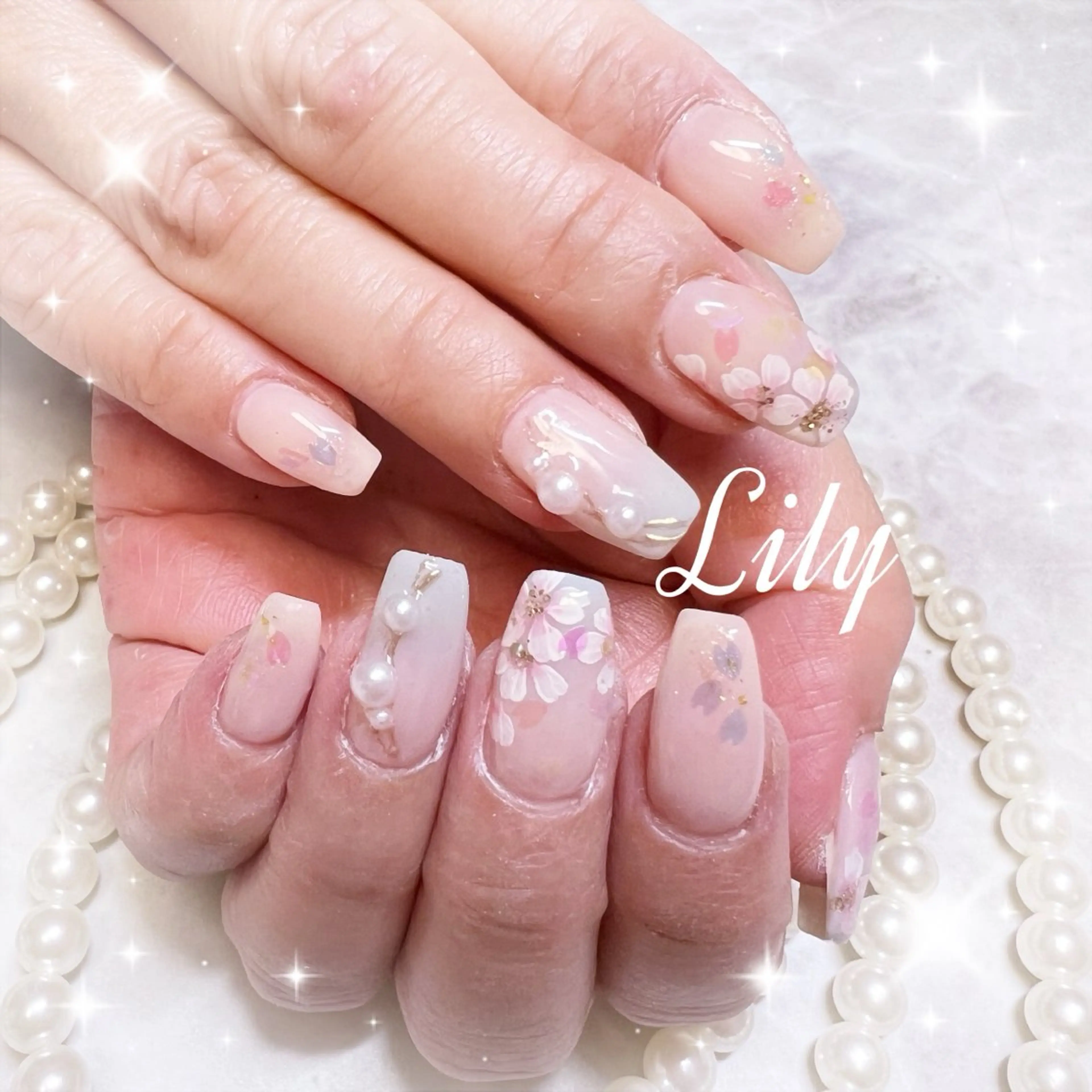 ネイル 桜ネイル ハンドネイル Nailsalon Lilyのネイルデザイン