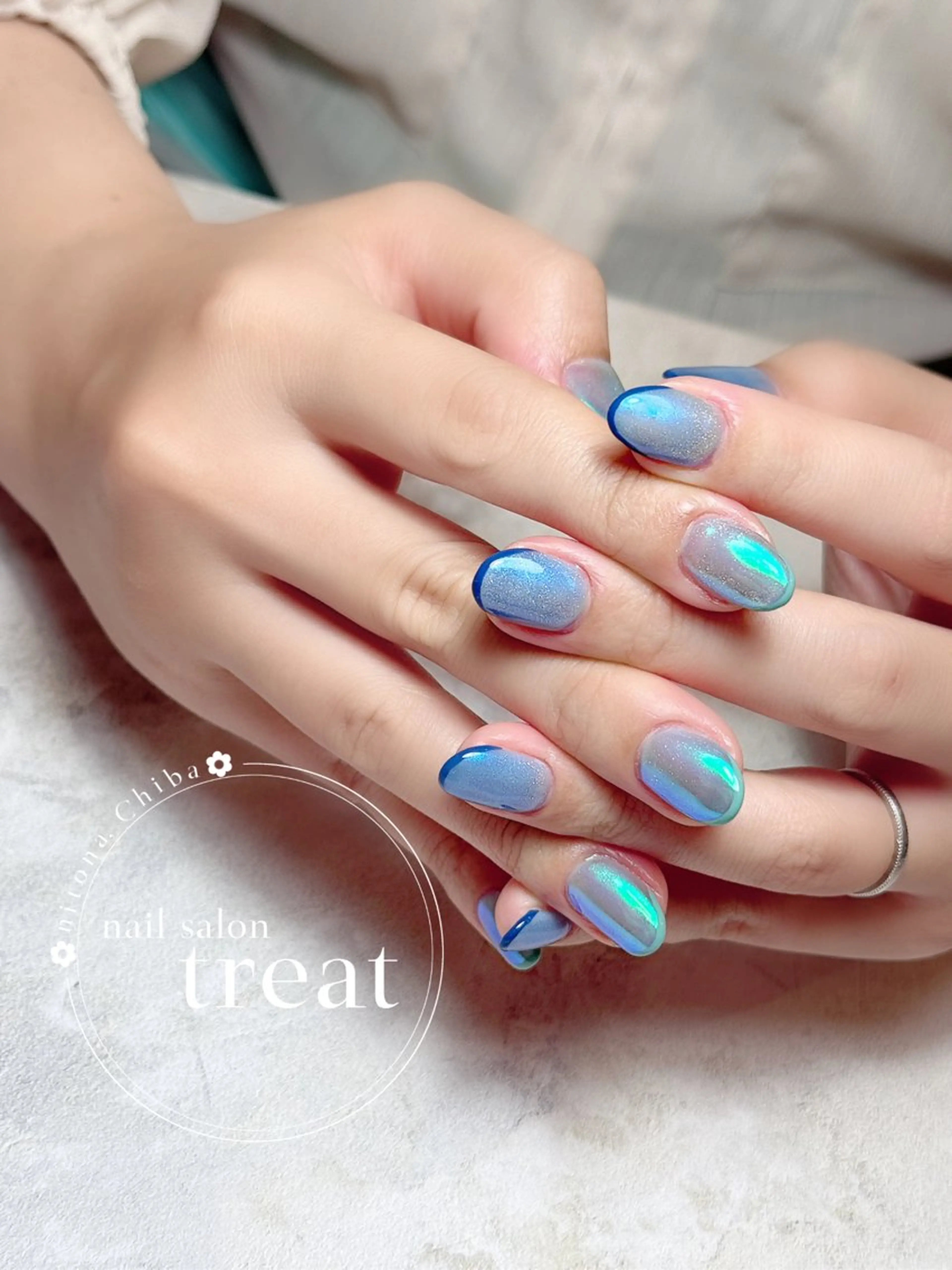 ネイル オーロラネイル フレンチネイル マグネットネイル nail salon treat あいのネイルデザイン
