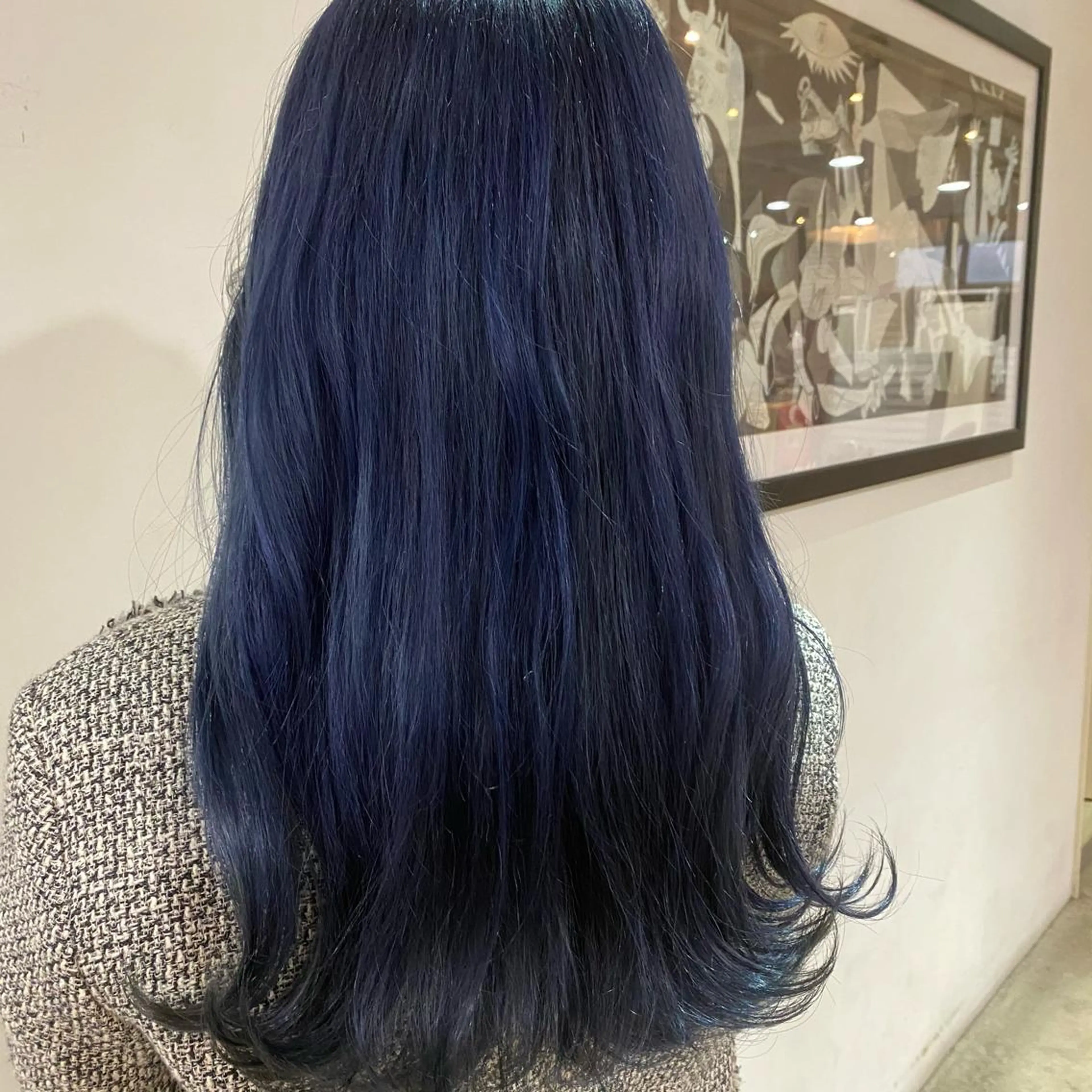 ロング カラー ブリーチ ネイビーカラー 韓国風ヘア ヘアカラー 💚 nao💚のヘアスタイル