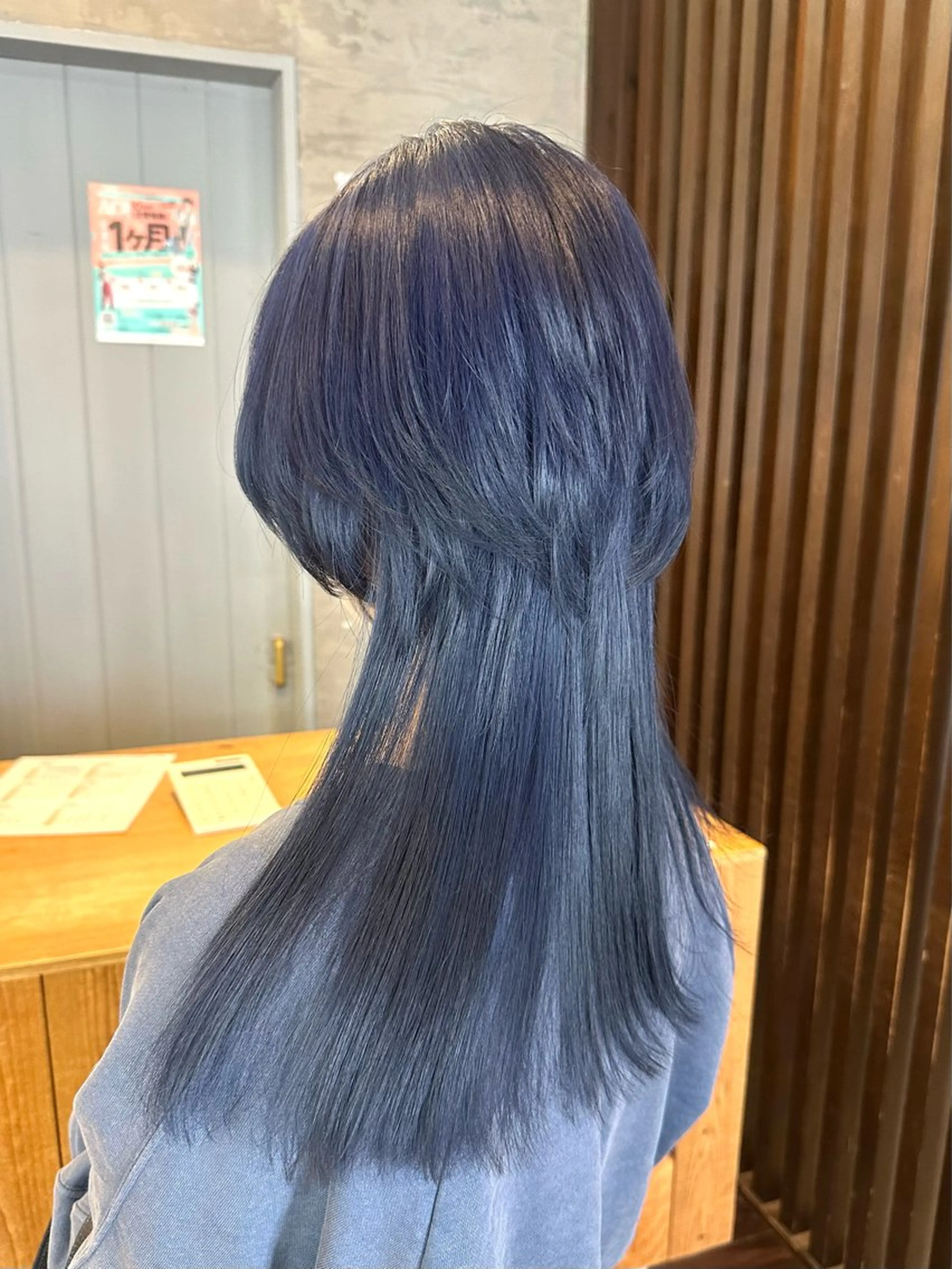 ロング カラー ブルーカラー ネイビーカラー ロング ウルフカット カット ヘアカラー BRANCHÉ小牧/ 西尾 美月のヘアスタイル