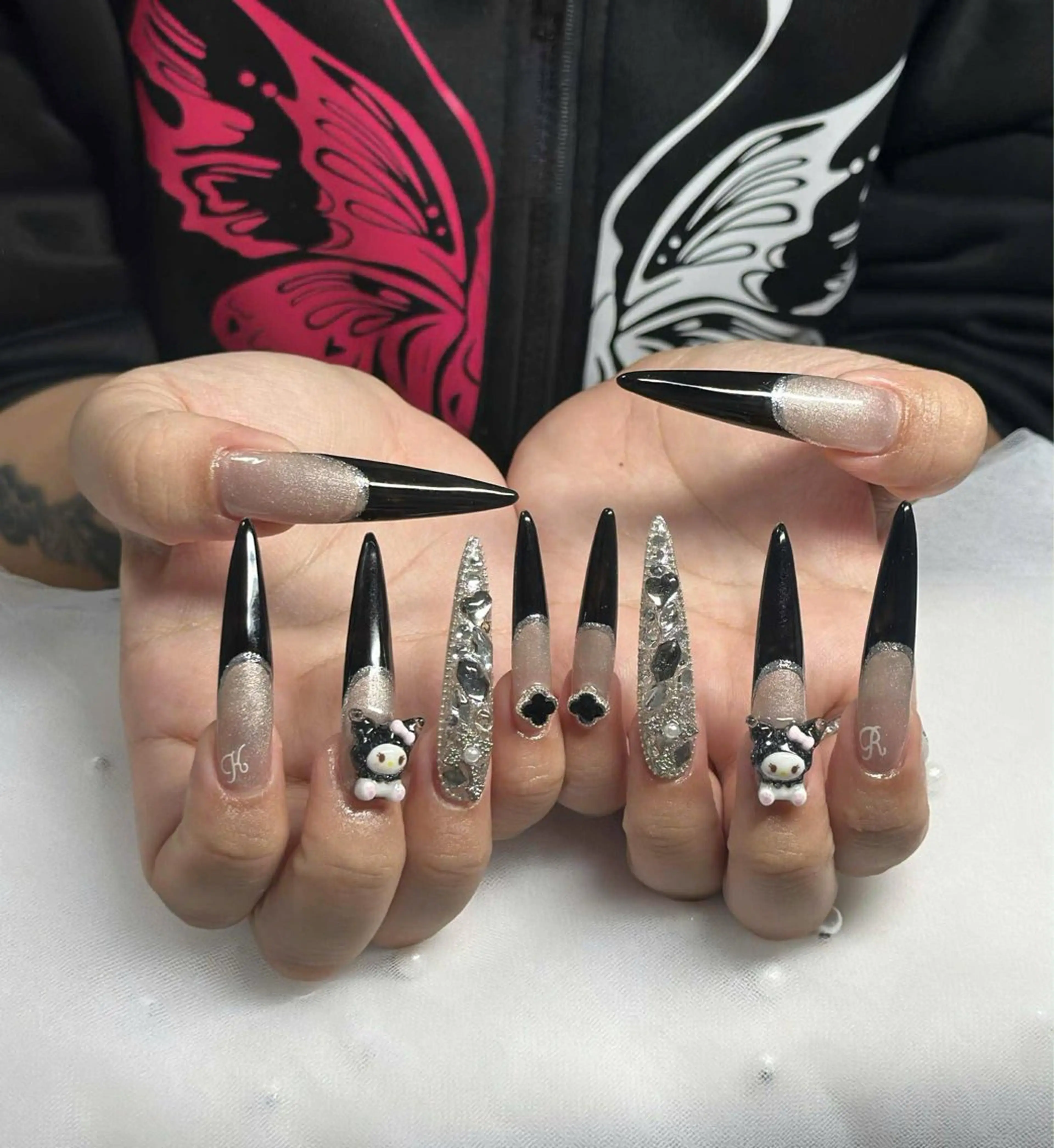 ネイル フレンチネイル ジェルネイル ガラスフレンチ ハロウィン ハート ハンドネイル H.baby Nail Salonのネイルデザイン