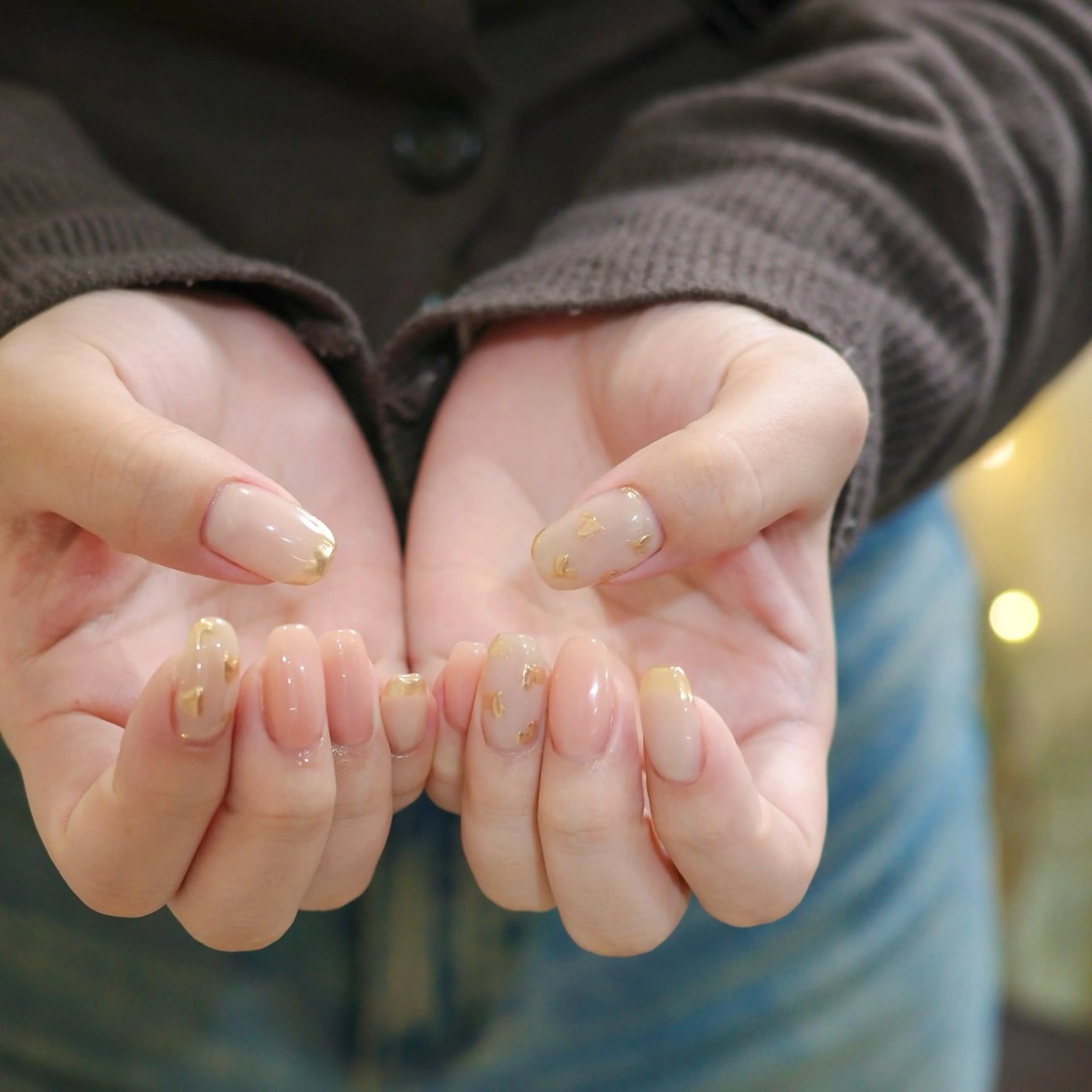 ネイル フレンチネイル ゴールド ハート ミラーネイル ピンク ハンドネイル pointillé .ayaのネイルデザイン