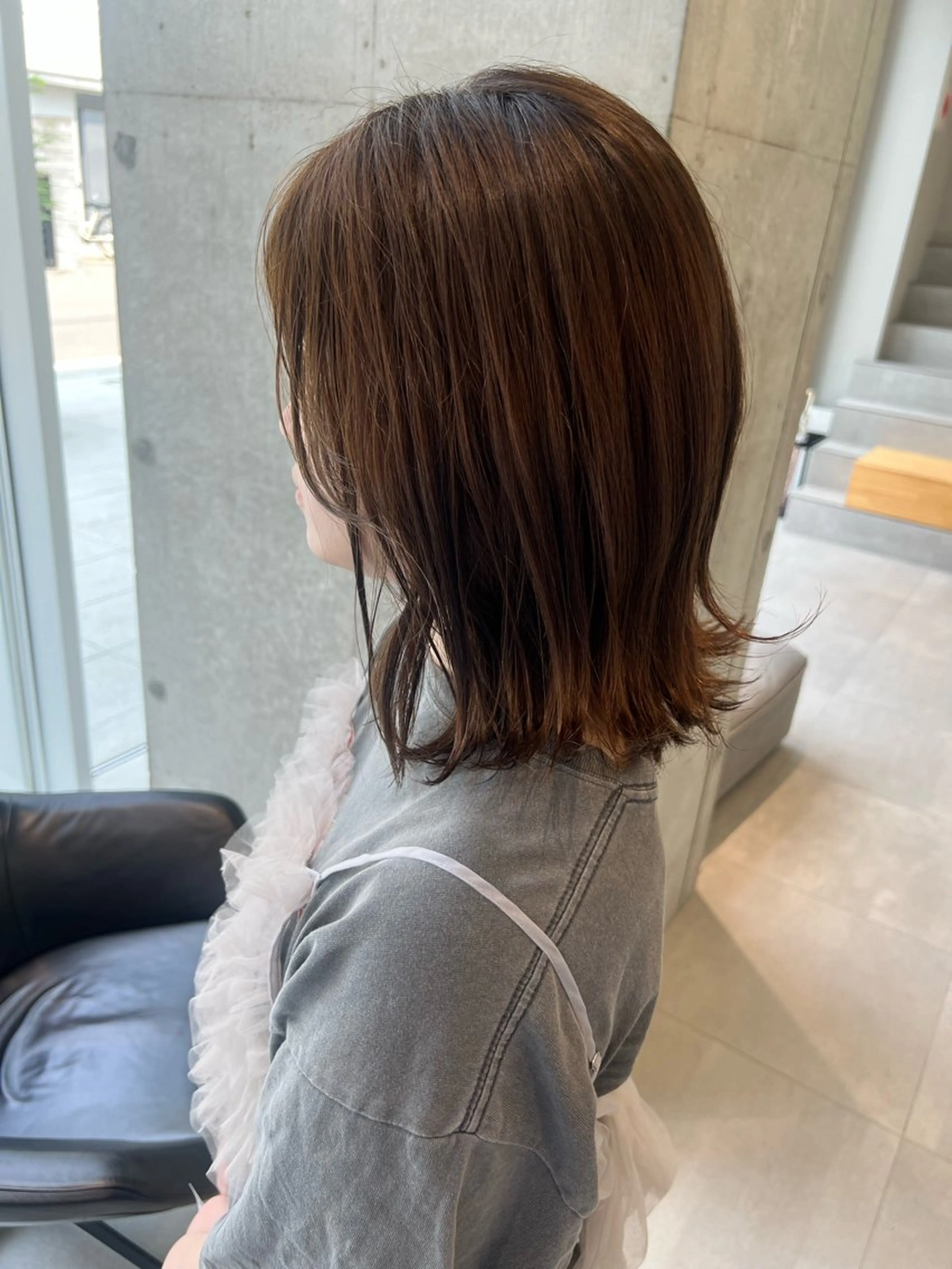 ミディアム カラー ベージュカラー ブリーチ ブラウンカラー ブリーチなしカラー カット ヘアカラー トリートメント 吉沢遣人/レイヤー 艶カラー/パーマのヘアスタイル