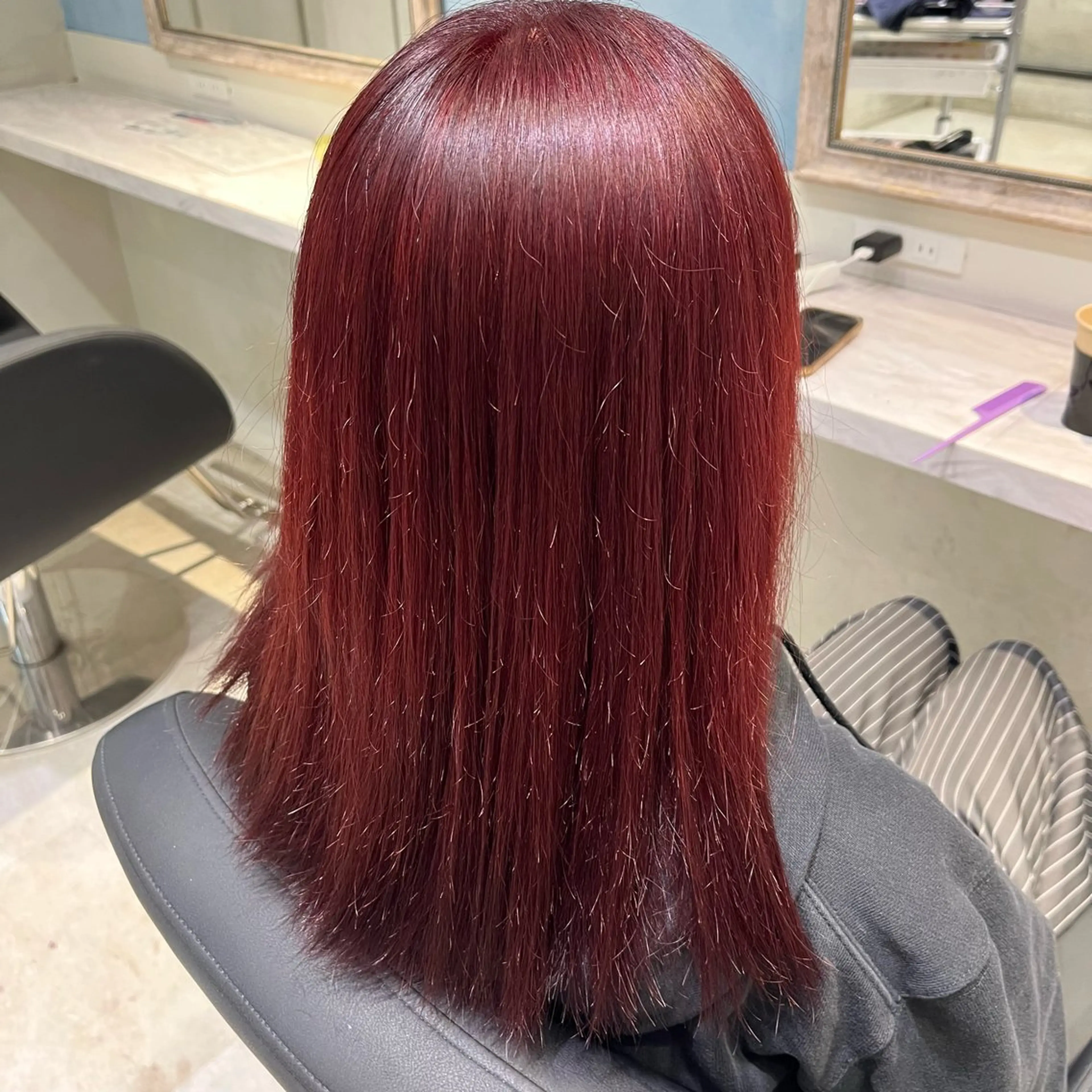 ロング カラー ブリーチ ハイトーンカラー レッドカラー 💖ブリーチ/暖色 𝐘𝐮𝐢💖のヘアスタイル