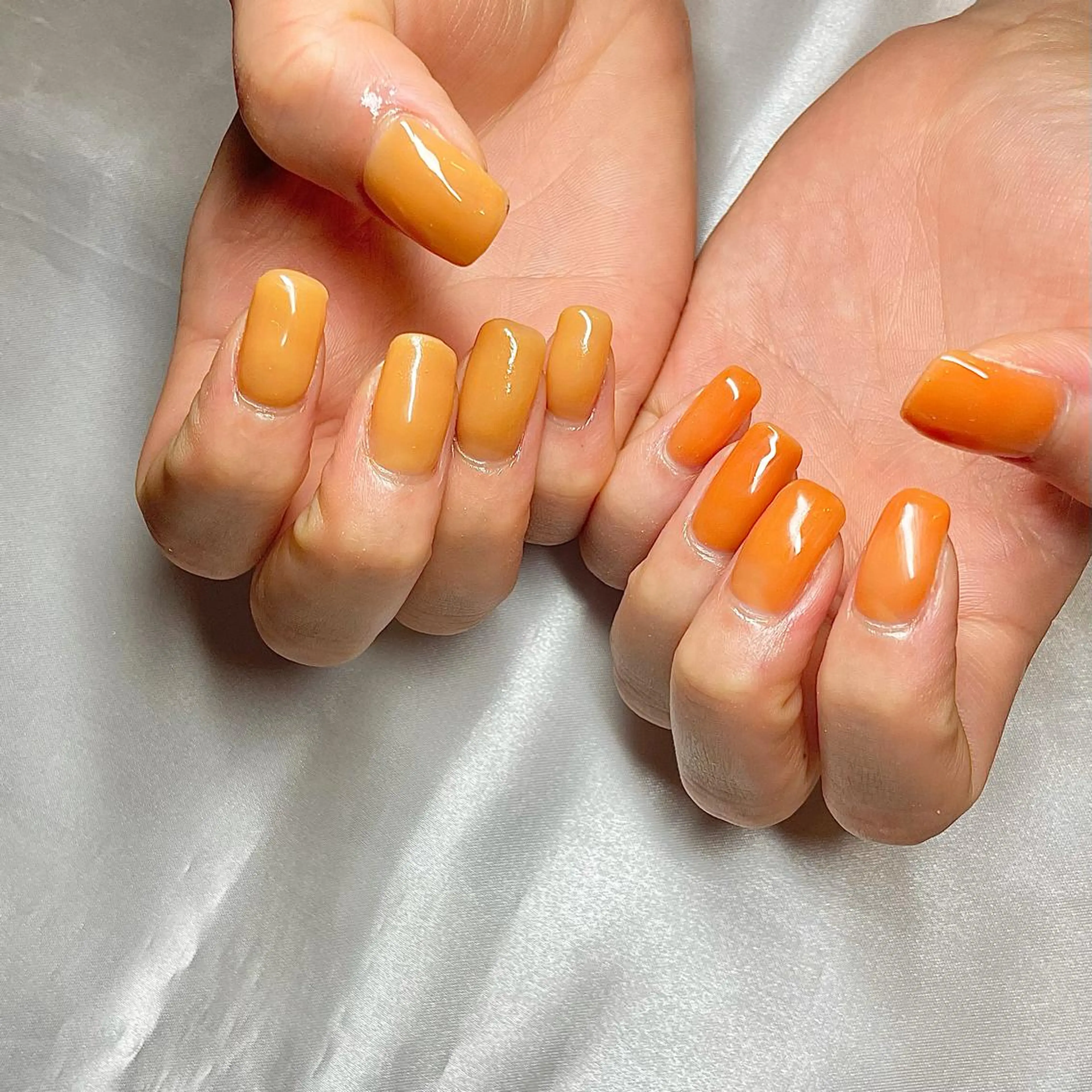 セミロング カラー パーマ ヘアアレンジ メンズ キッズ ネイル マツエク・マツパ オレンジ カラーマツエク オレンジ ハンドネイル ハンドケア nail&eye Aoのマツエク・マツパデザイン