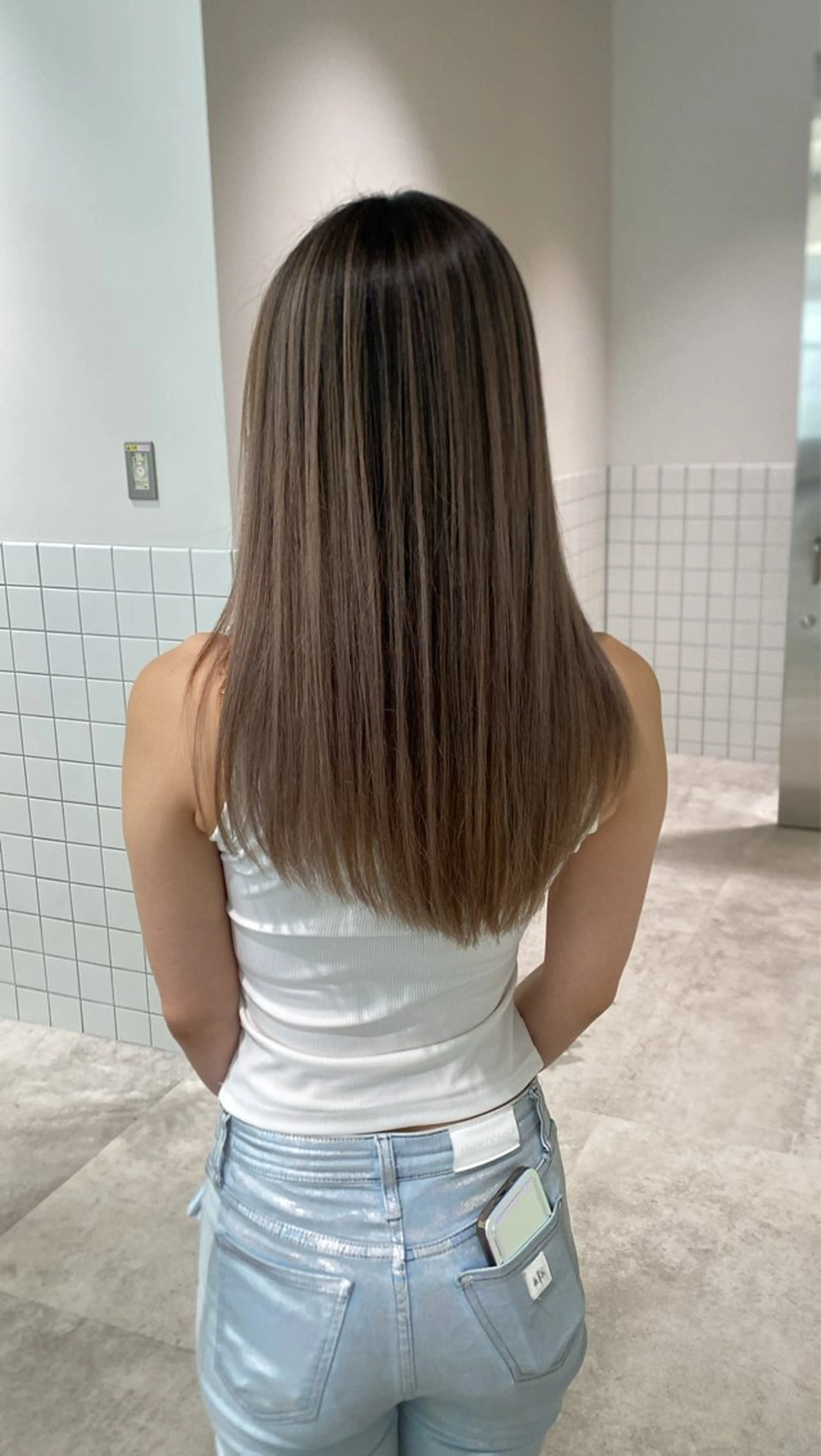 ロング カラー カット ヘアカラー ハイライト、レイヤー カット/西梅田/中西のヘアスタイル