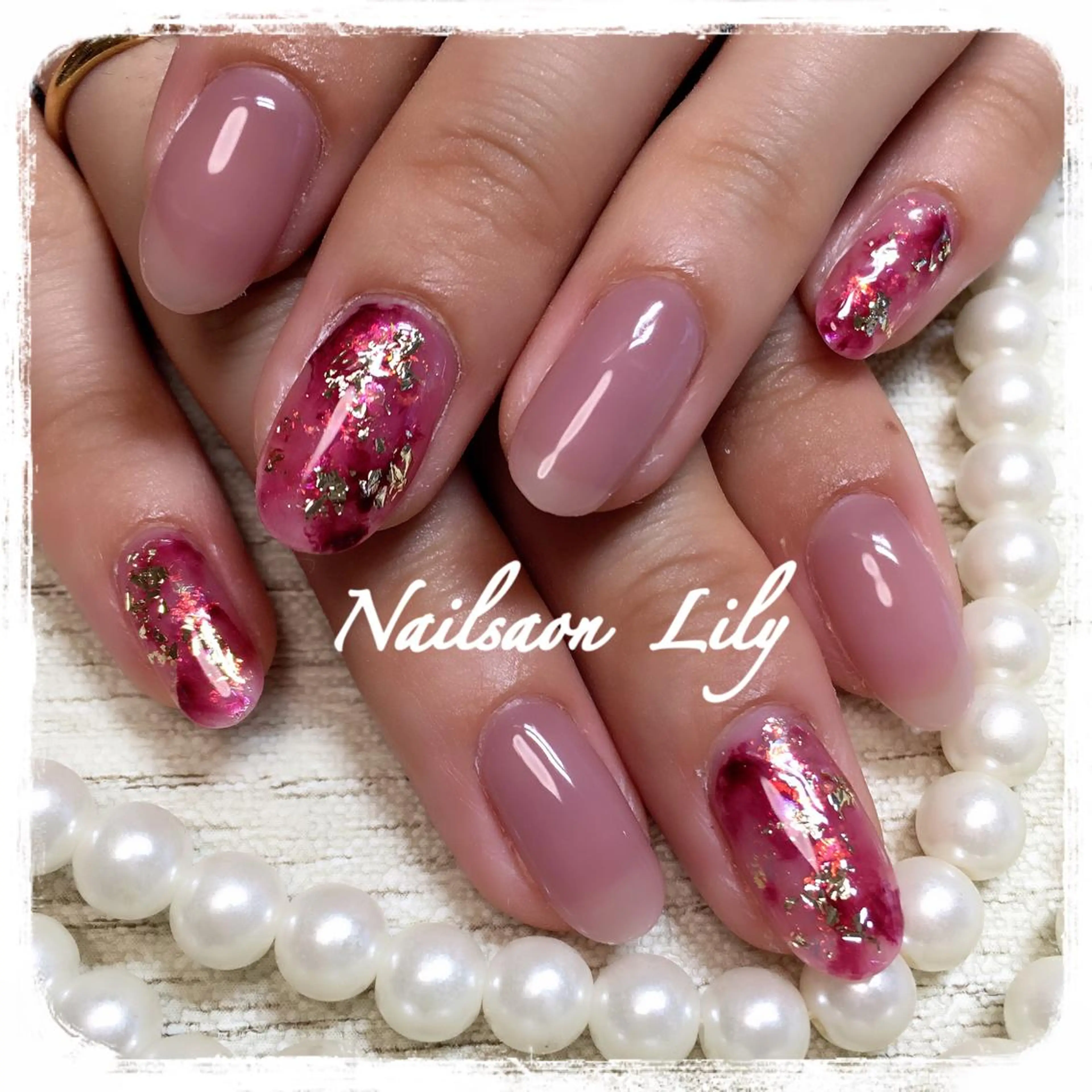 ネイル ボルドー 大理石ネイル(マーブル) Nailsalon Lilyのネイルデザイン