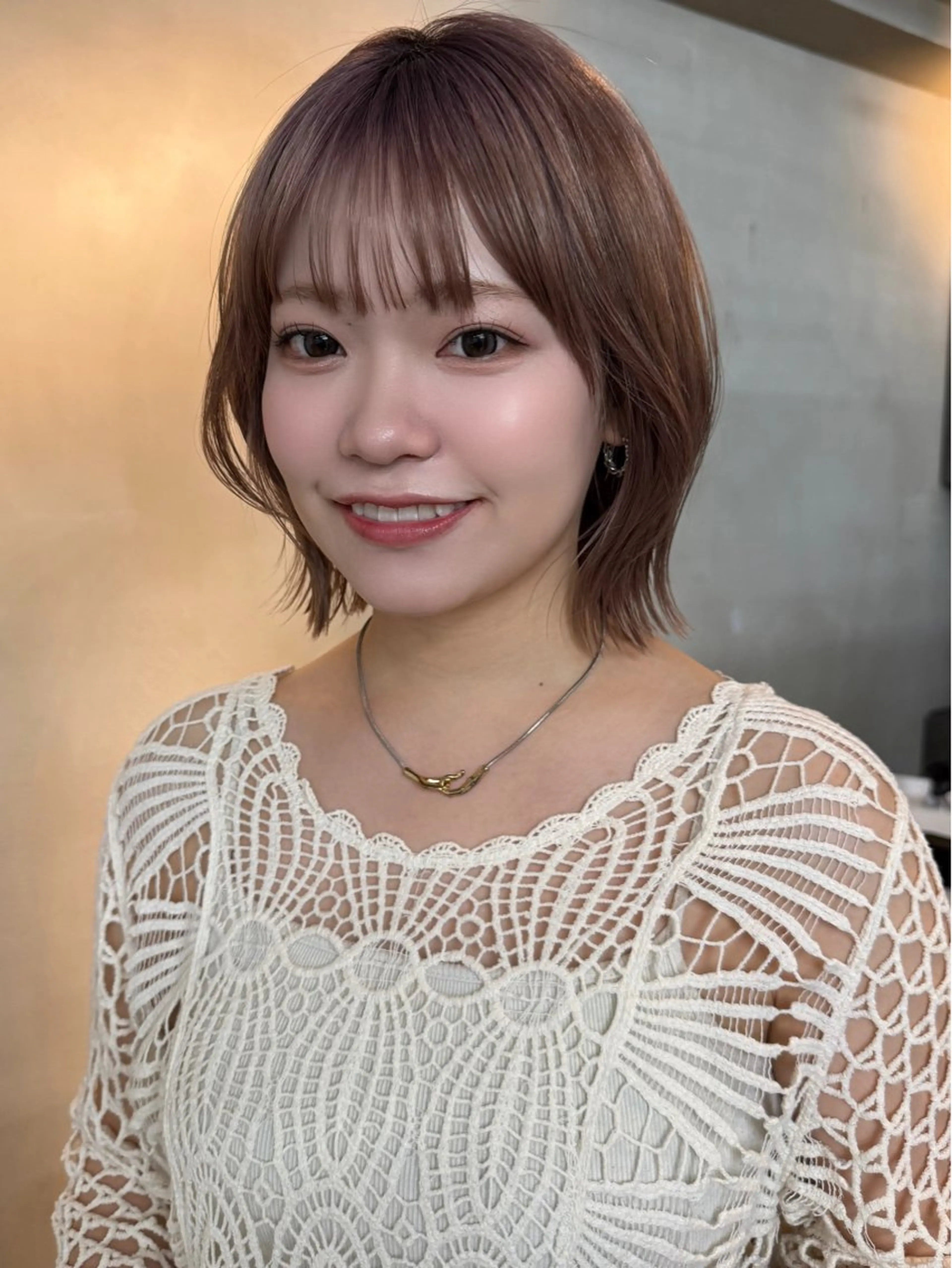 ミディアム カット ヘアカラー 髪質改善/美髪矯正/ 小顔ボブNANAのヘアスタイル