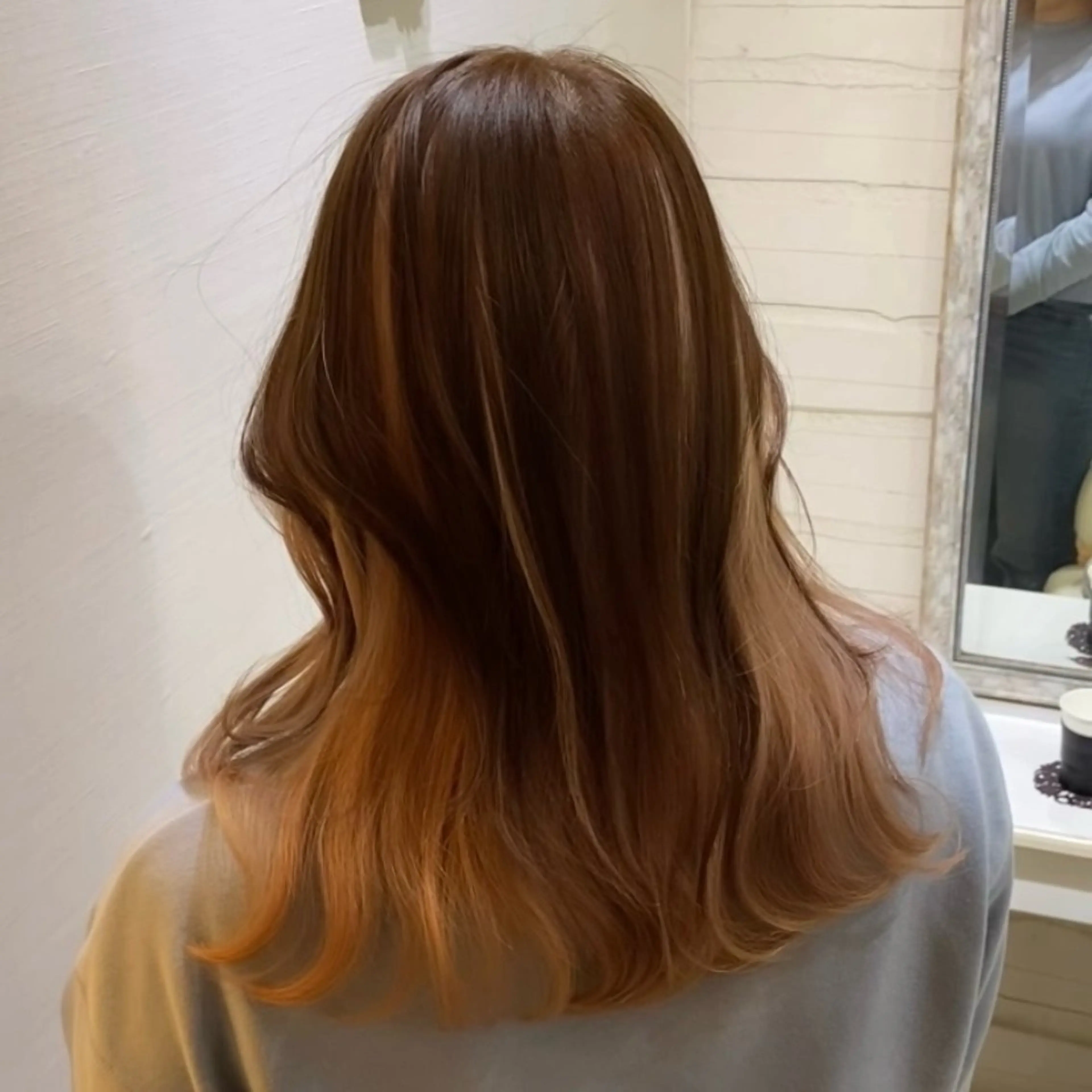 セミロング カット ヘアカラー トリートメント ハイトーン/レイヤー カット/TAKEのヘアスタイル