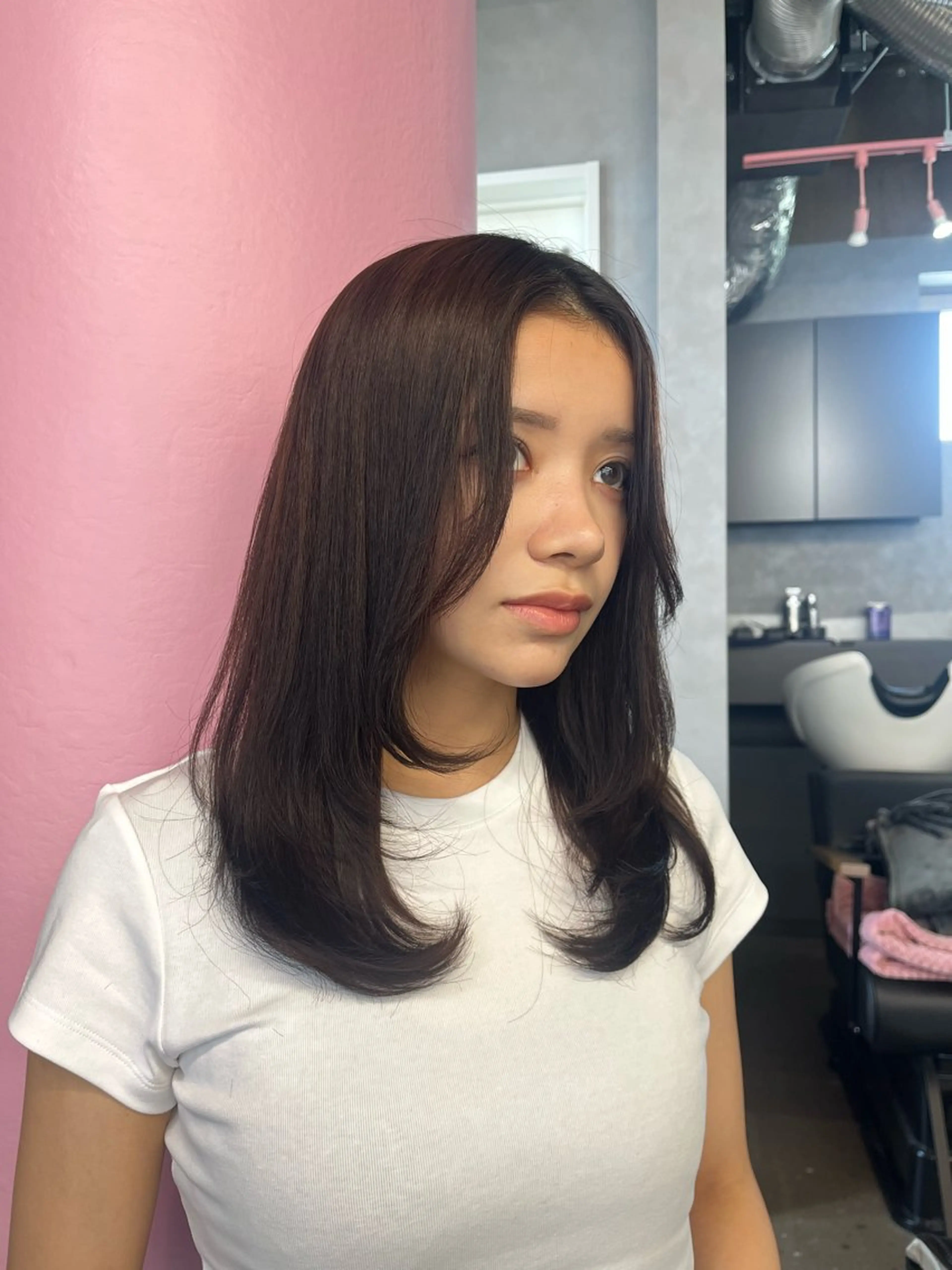 セミロング レイヤーカット ｊｏｕｅｒｍ所属・透明感/グレージュ /韓国レイヤー🪽のヘアスタイル