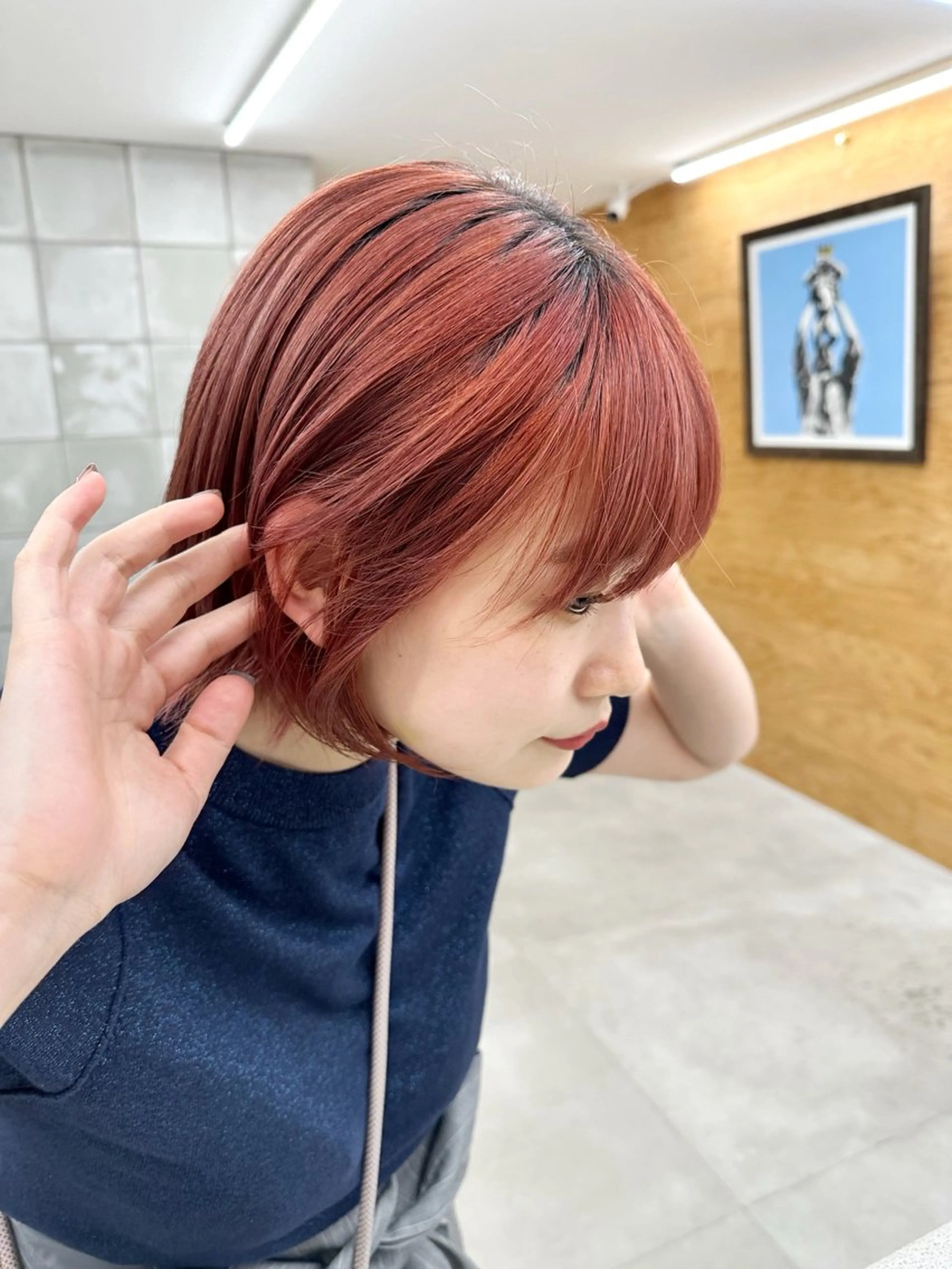 ショート カラー オレンジ カット ヘアカラー パーマ /レイヤー 榛地渉馬 /矢場町のヘアスタイル