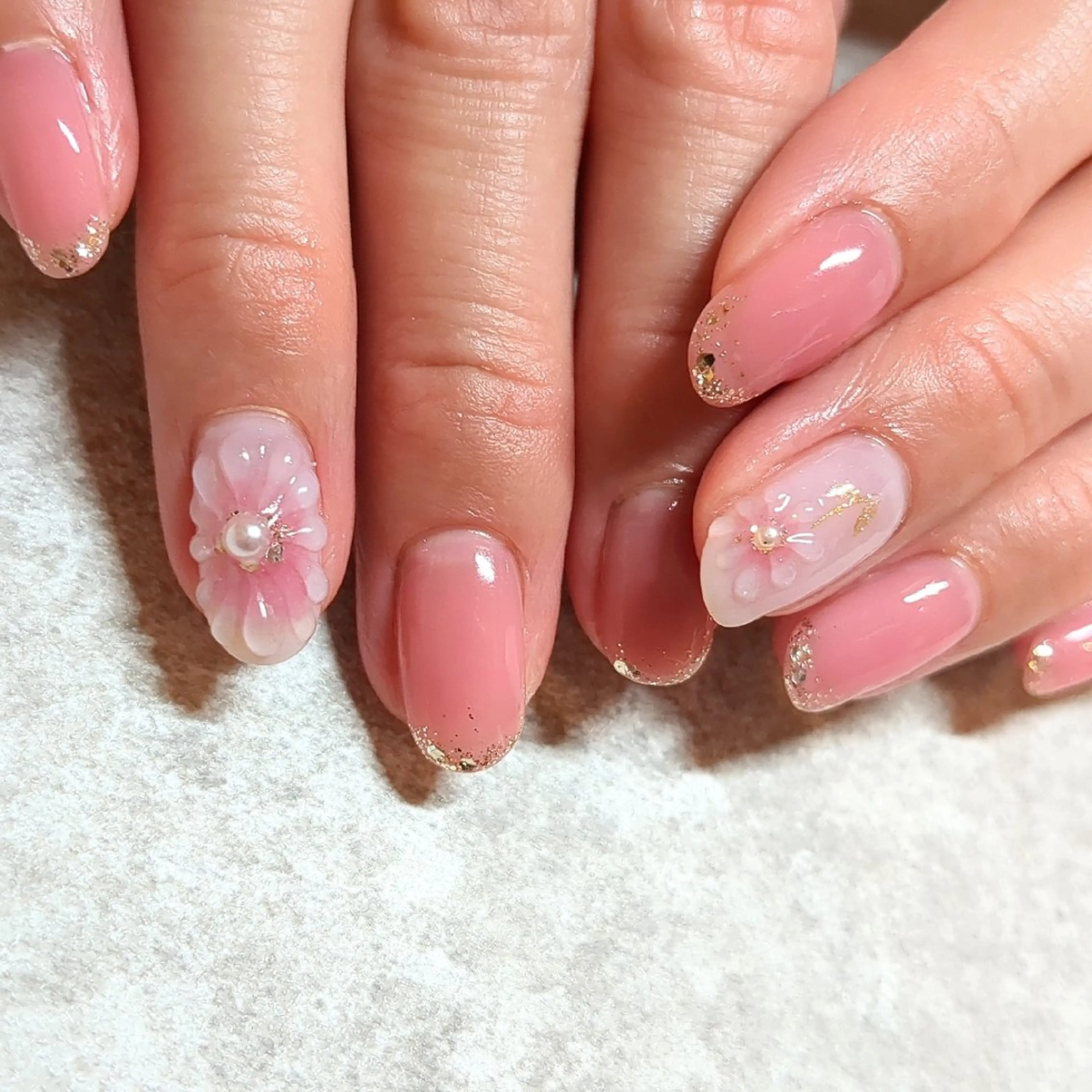 ネイル フラワーネイル ぷっくりネイル 春ネイル ハンドネイル an nail☆.のネイルデザイン