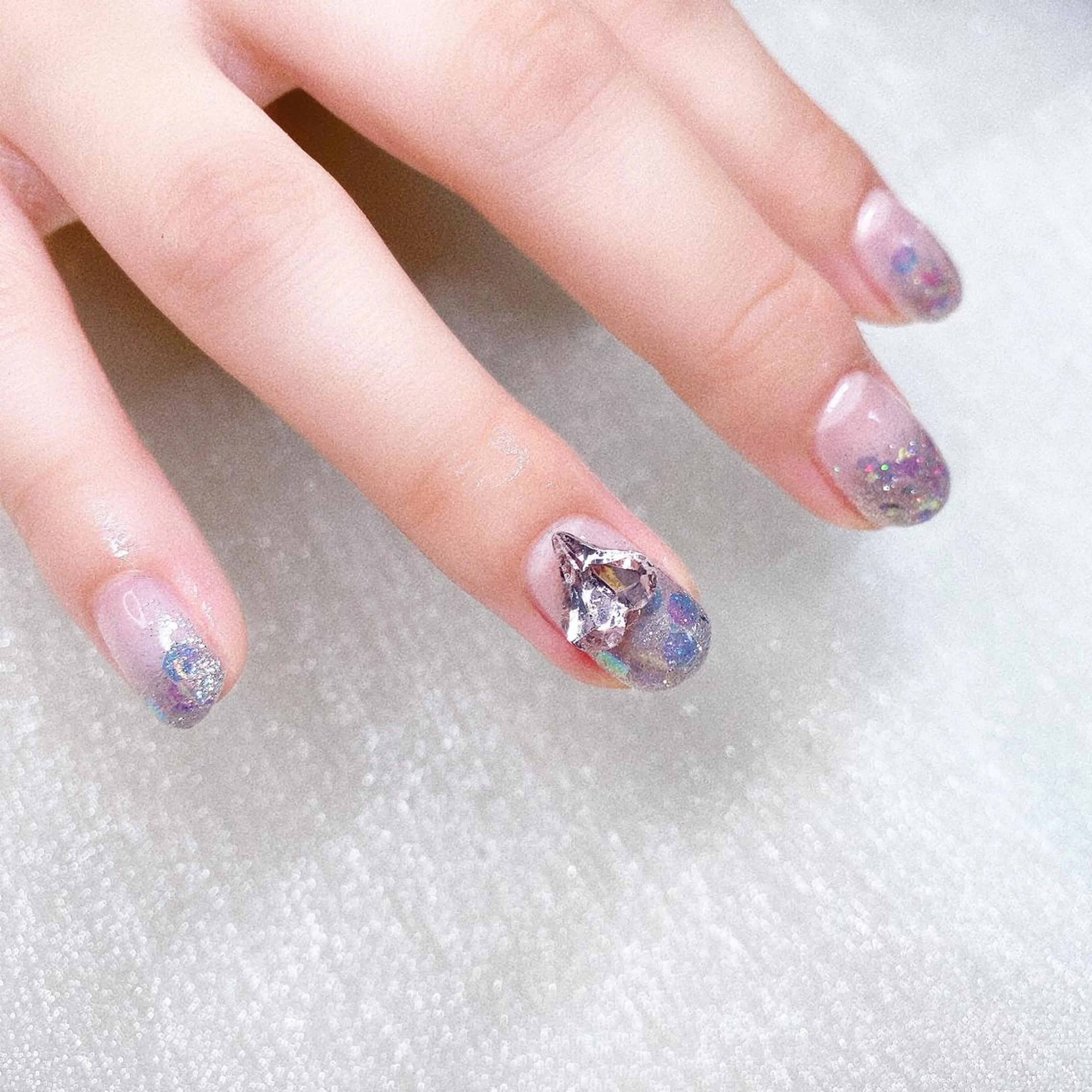 ネイル 長さ出し ハート ストーンネイル ハンドネイル Nailist SUZU所属・Nailist suzuのネイルデザイン