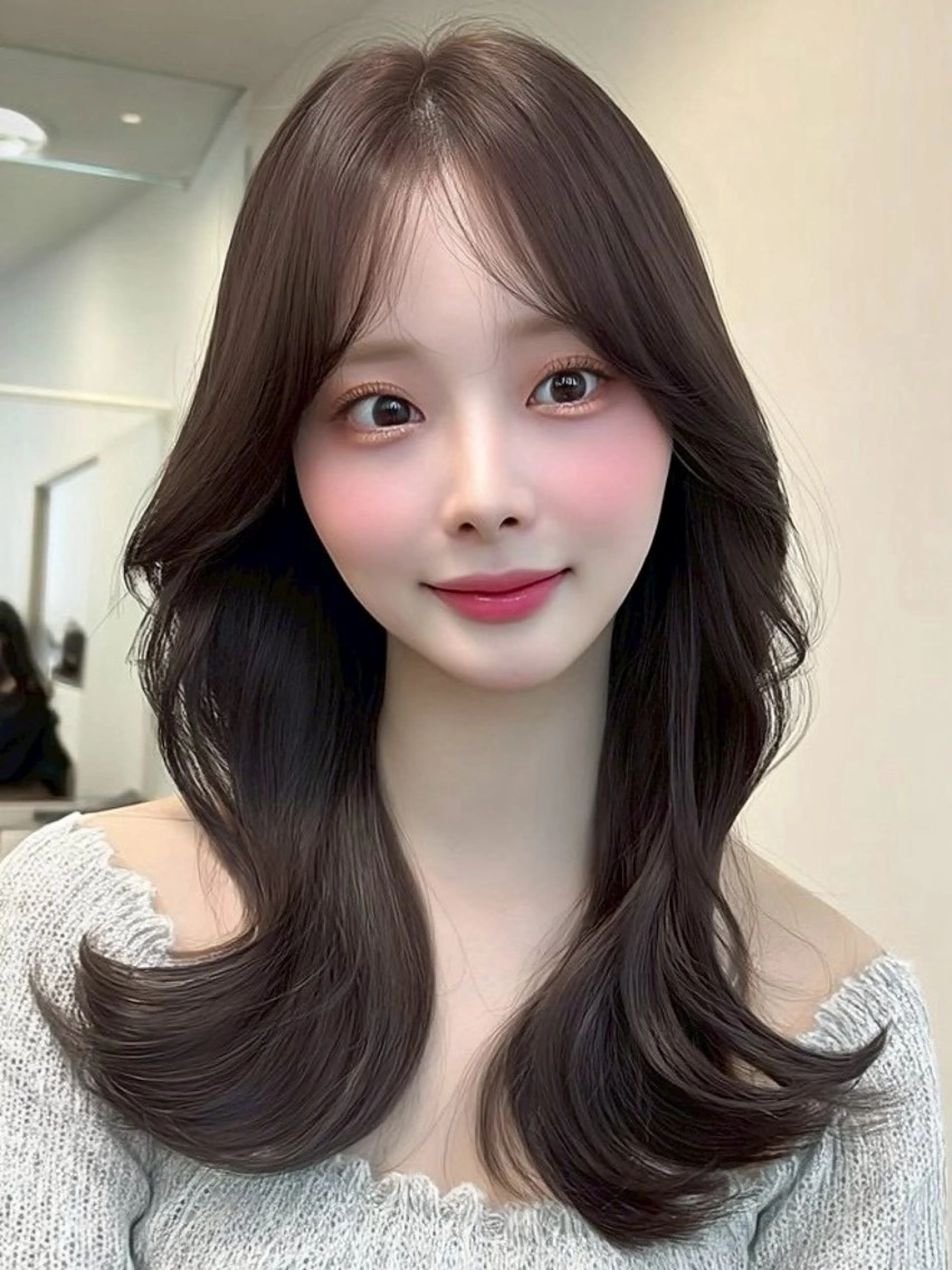 ミディアム 韓国風ヘア キタ リオナのヘアスタイル