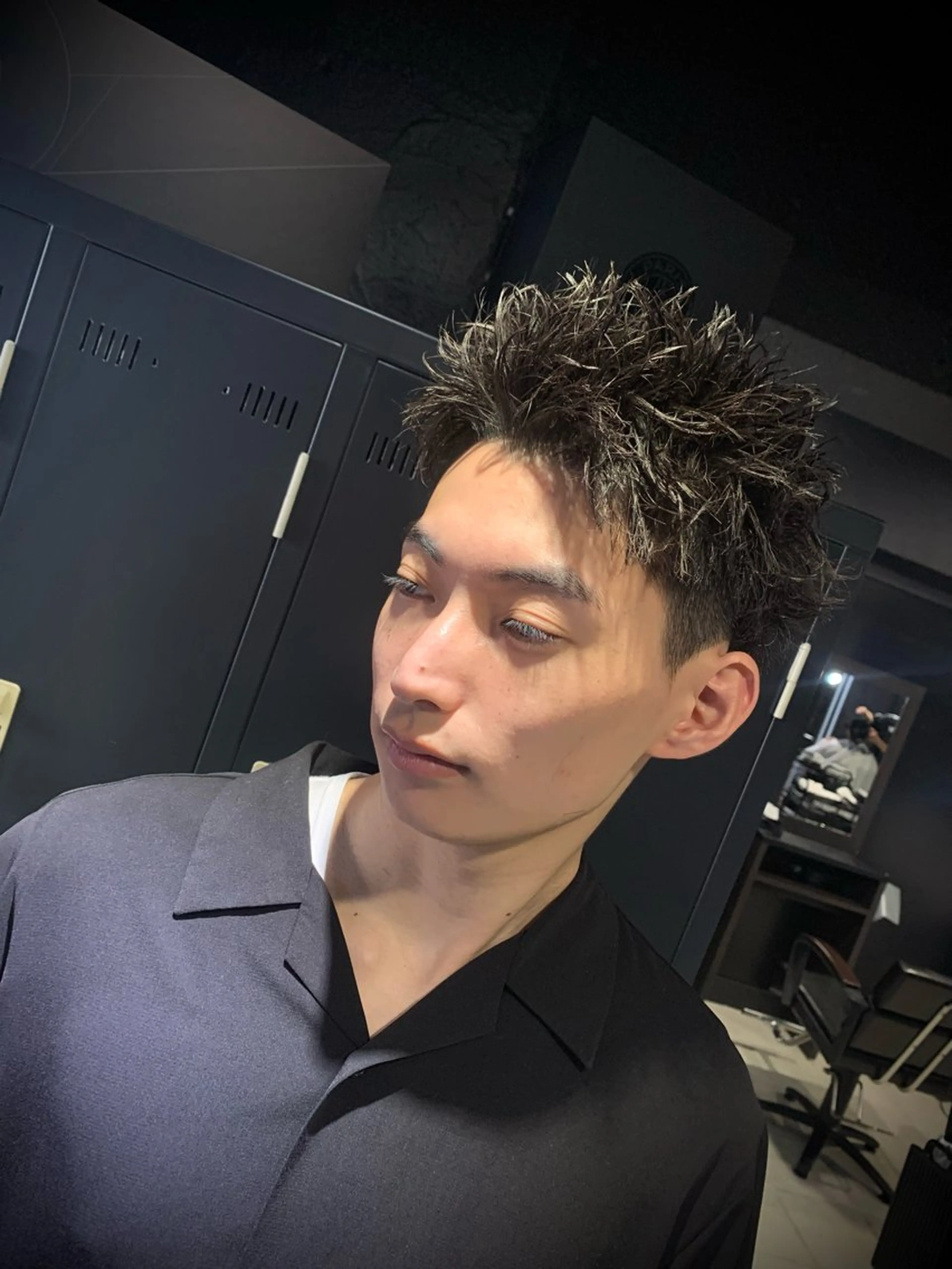 ショート メンズ スパイキーショート ショートヘア カット パーマ トリートメント ヘアセット メンズパーマ/難波/ 心斎橋　室園亮佑のヘアスタイル