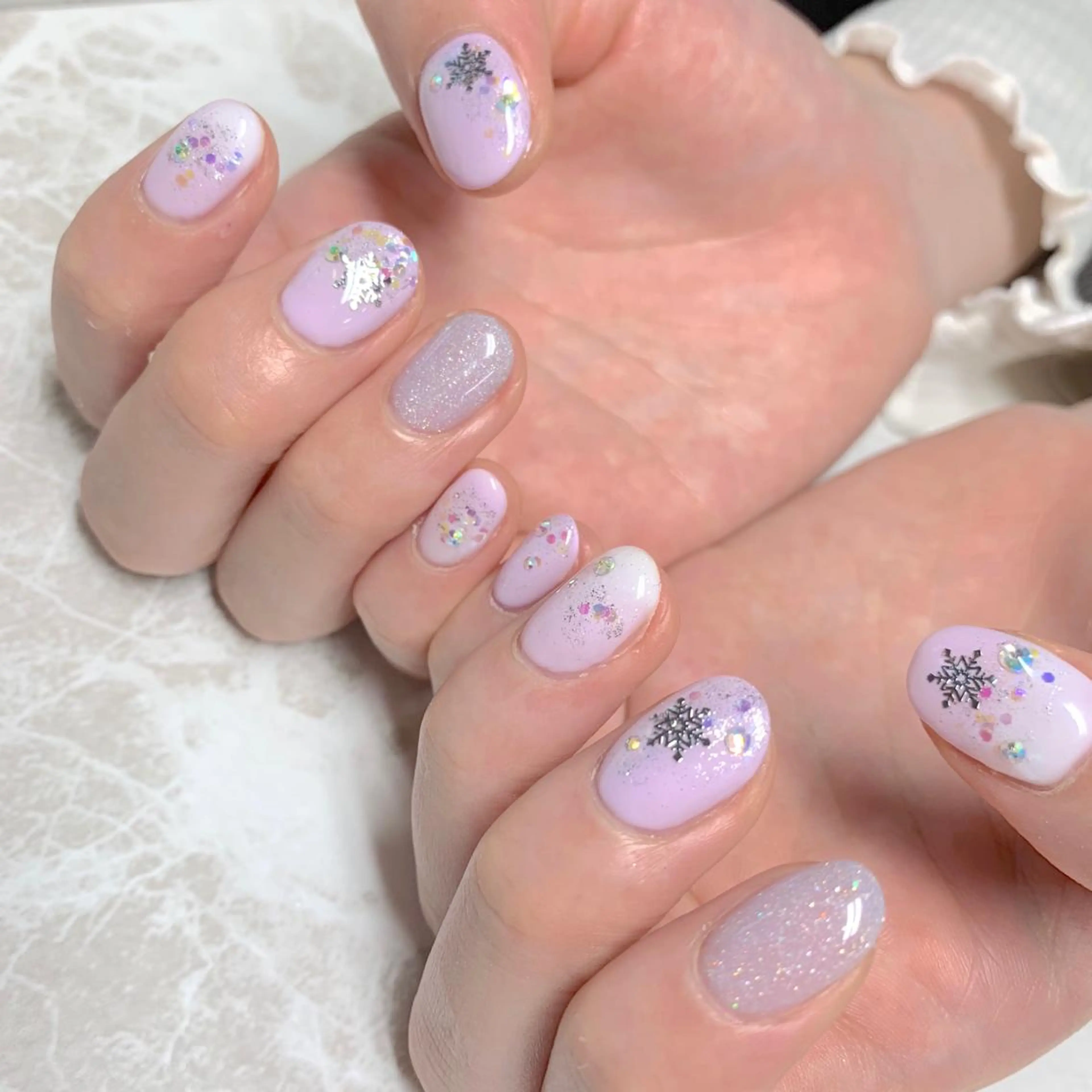 ネイル ブルー パープル ストーンネイル 冬ネイル LULU LIMAのネイルデザイン