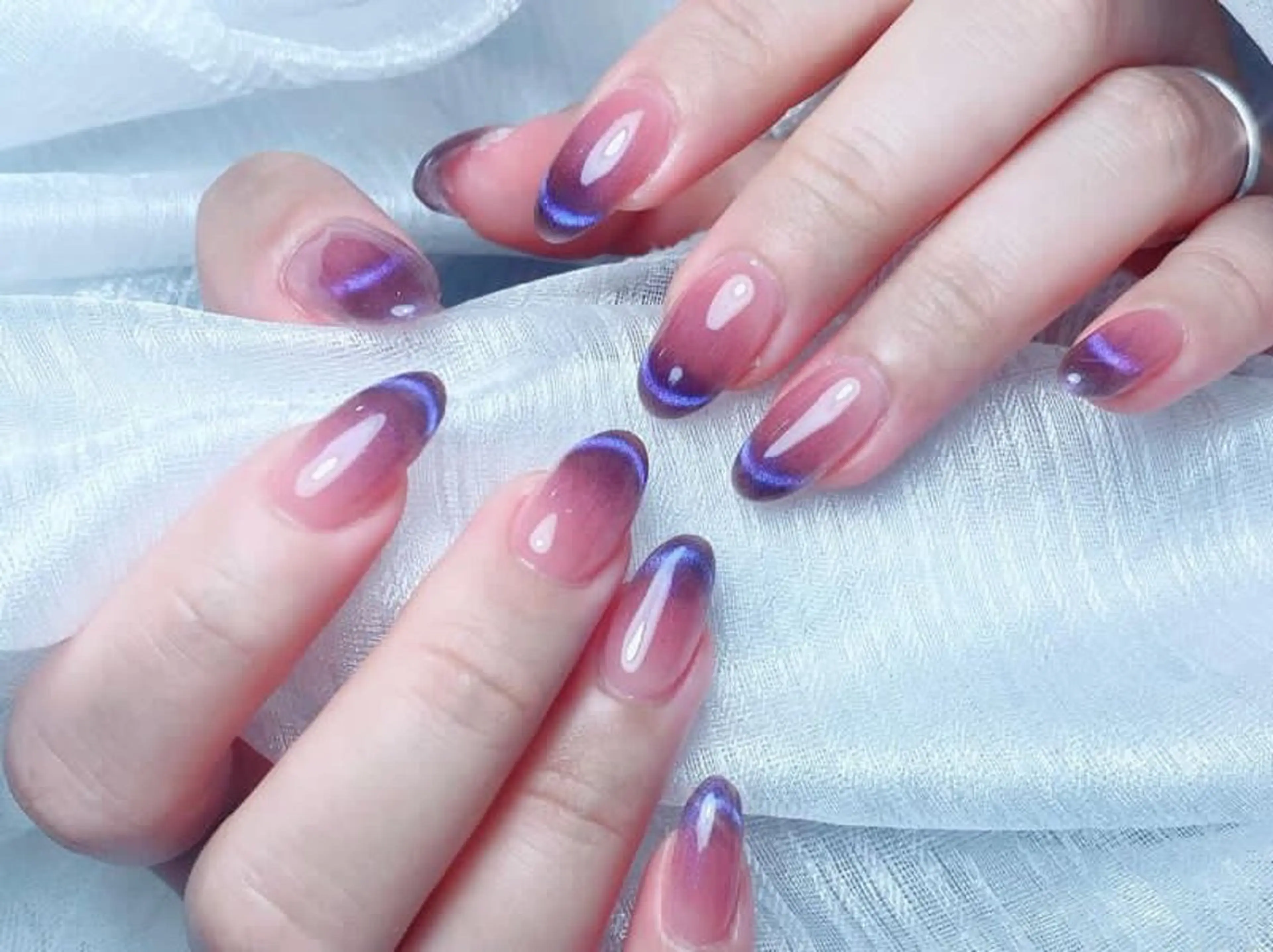 ネイル フレンチネイル マグネットネイル マグネットフレンチ ワンホンネイル 【スカルプ専門店】 ZY Nailのネイルデザイン