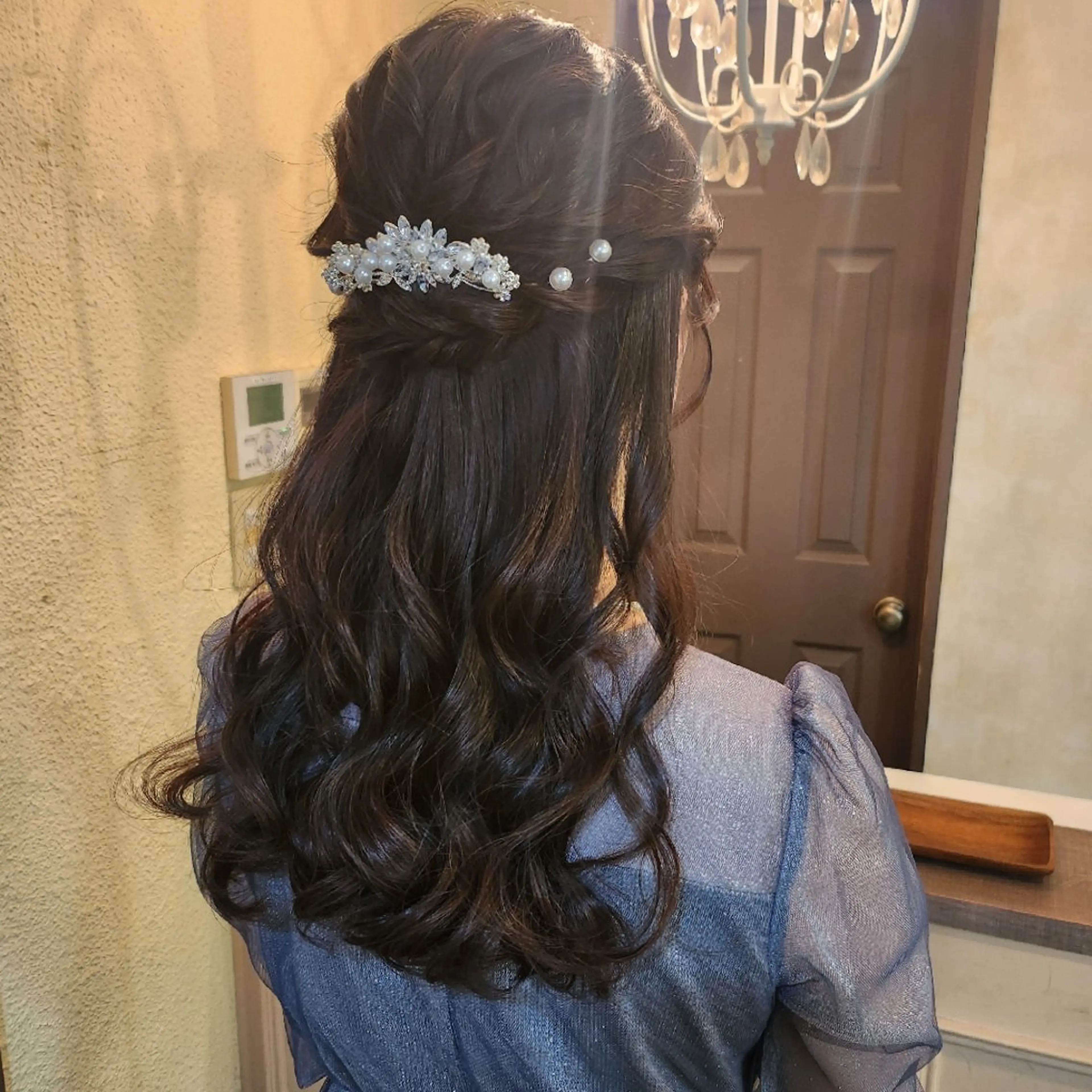 セミロング ヘアアレンジ ハーフアップ ヘアセット 田井中 悠紀のヘアスタイル