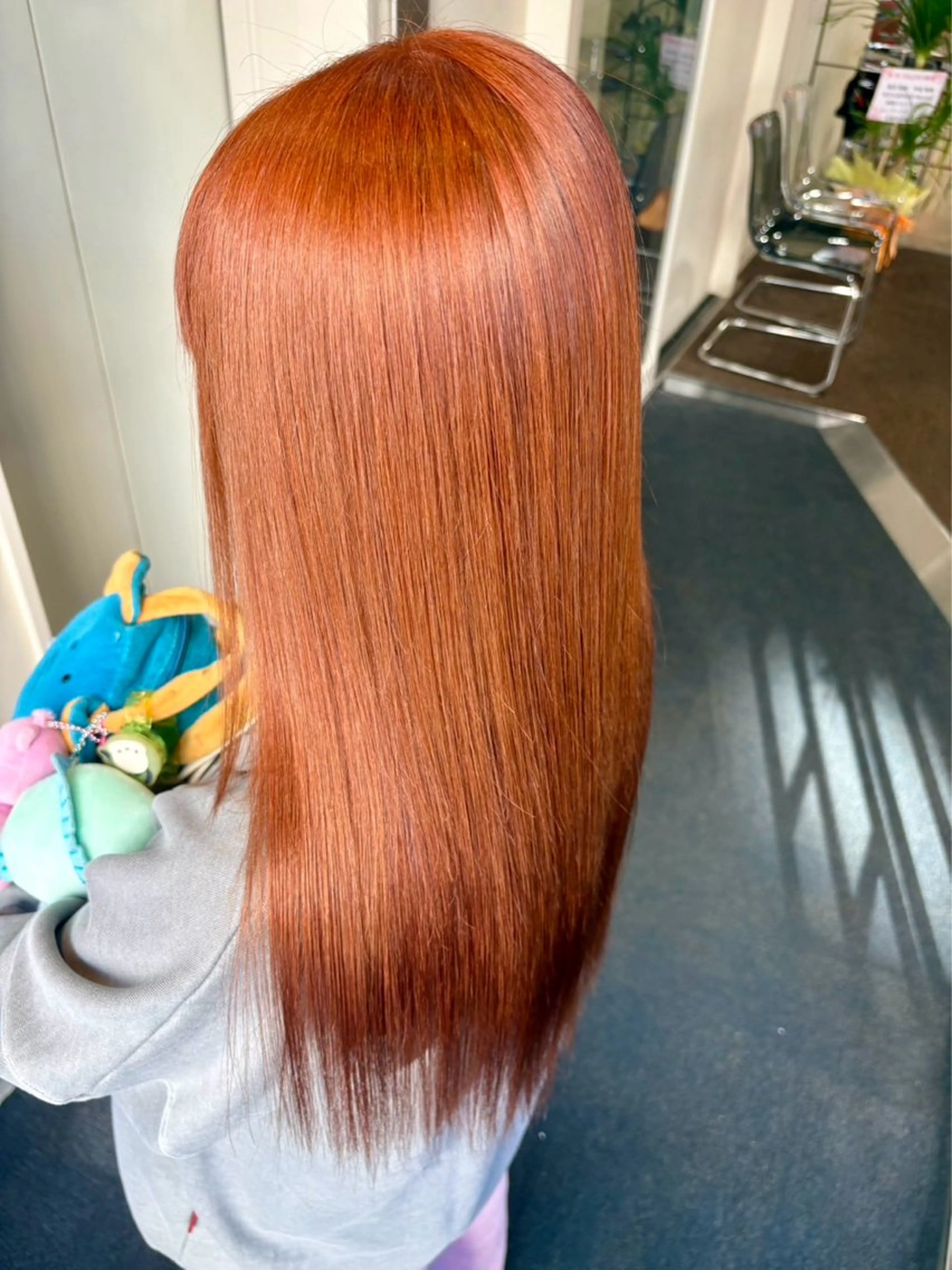 ロング カラー オレンジ 高田 羊真のヘアスタイル