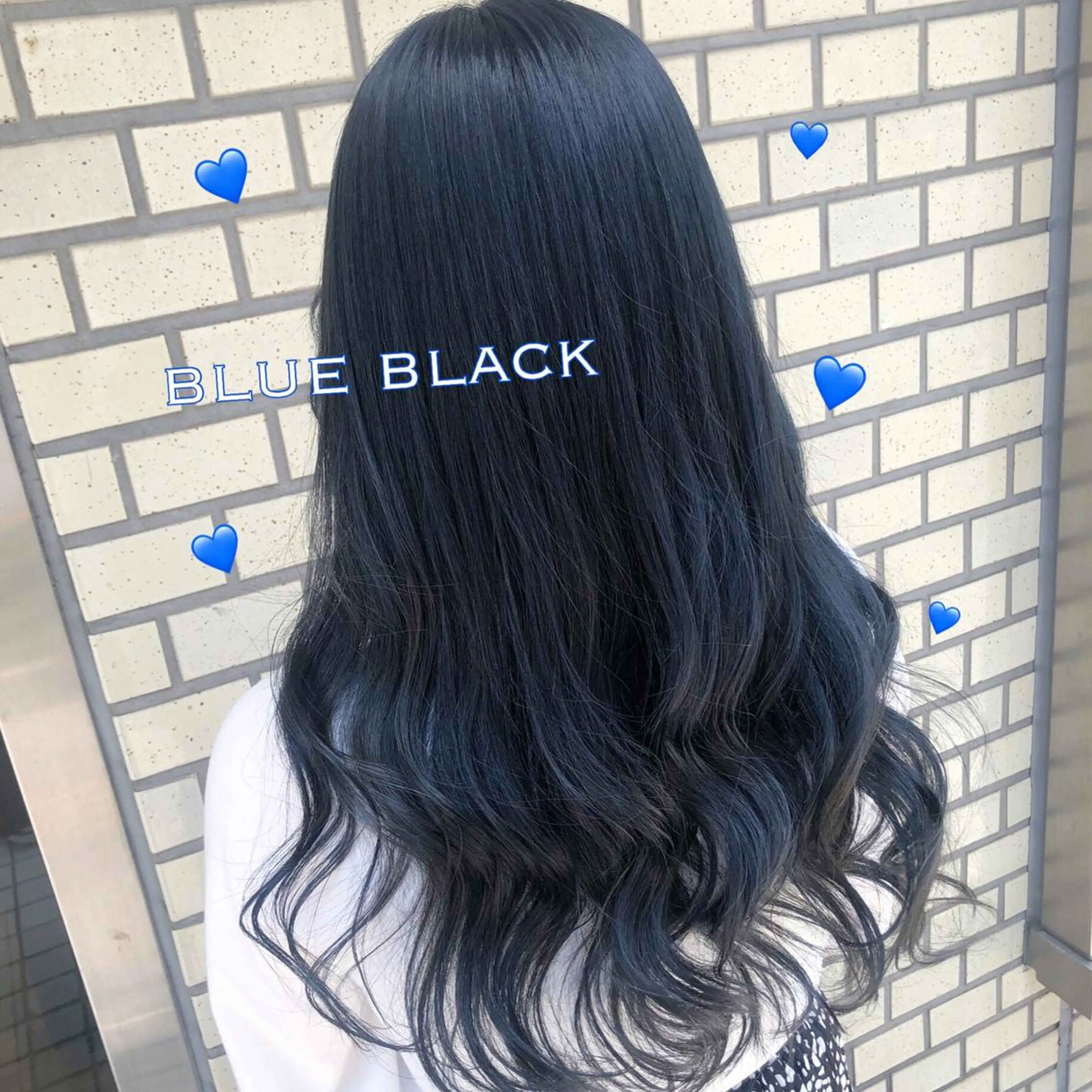 ロング カラー 黒髪 ブリーチ ブルーカラー ブルーブラック ケアブリーチ ヘアカラー 韓国ヘア得意❤︎森澤 悠佳のヘアスタイル