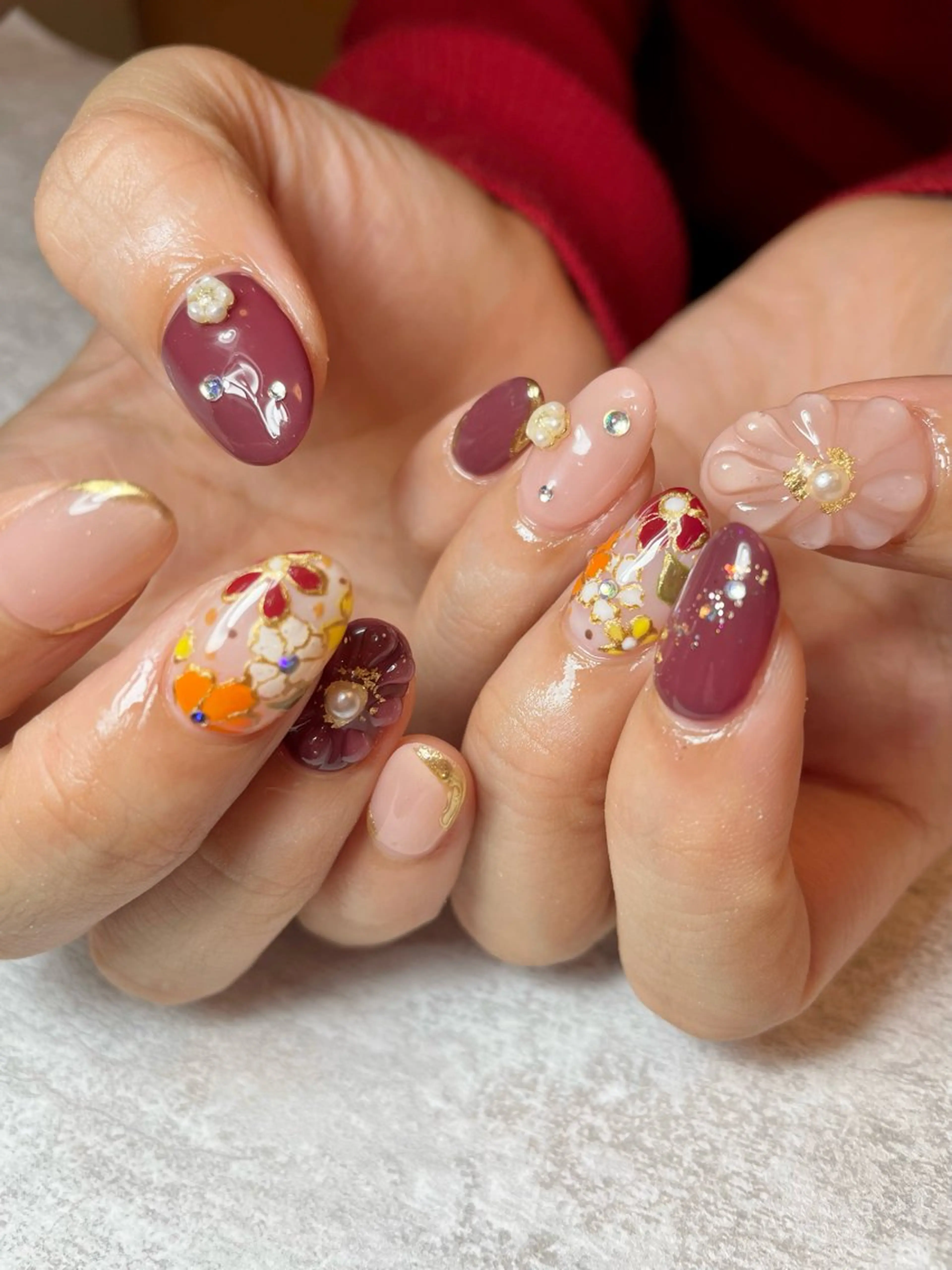 ネイル アートネイル クリアネイル 成人式 フラワーネイル 持ち込み BEAUTY GARDEN 【nail salon unseul】所属・nana .のネイルデザイン