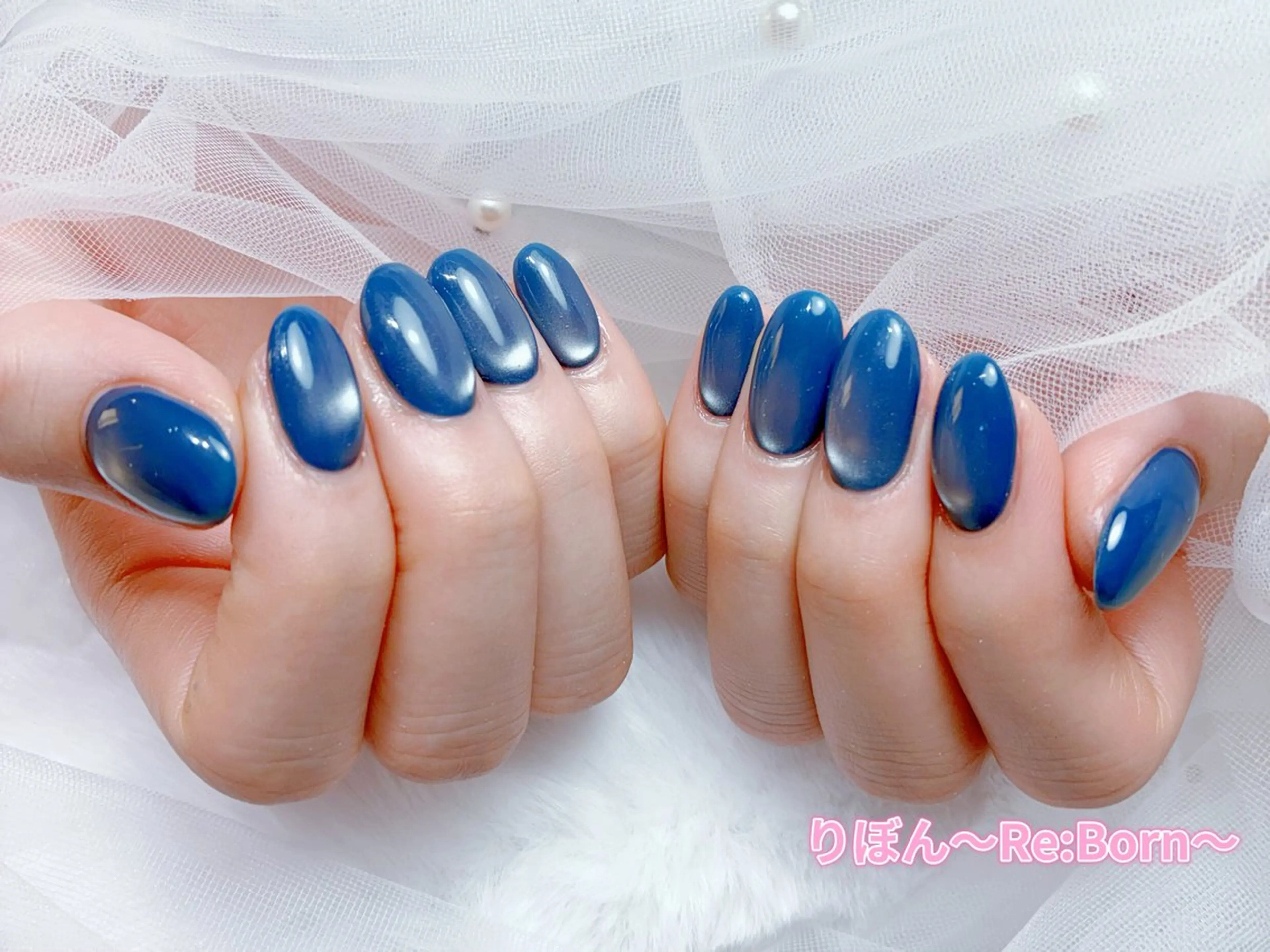 ミディアム フレンチガーリー クリスマス ハンドネイル りぼん Re:Bonrのネイルデザイン