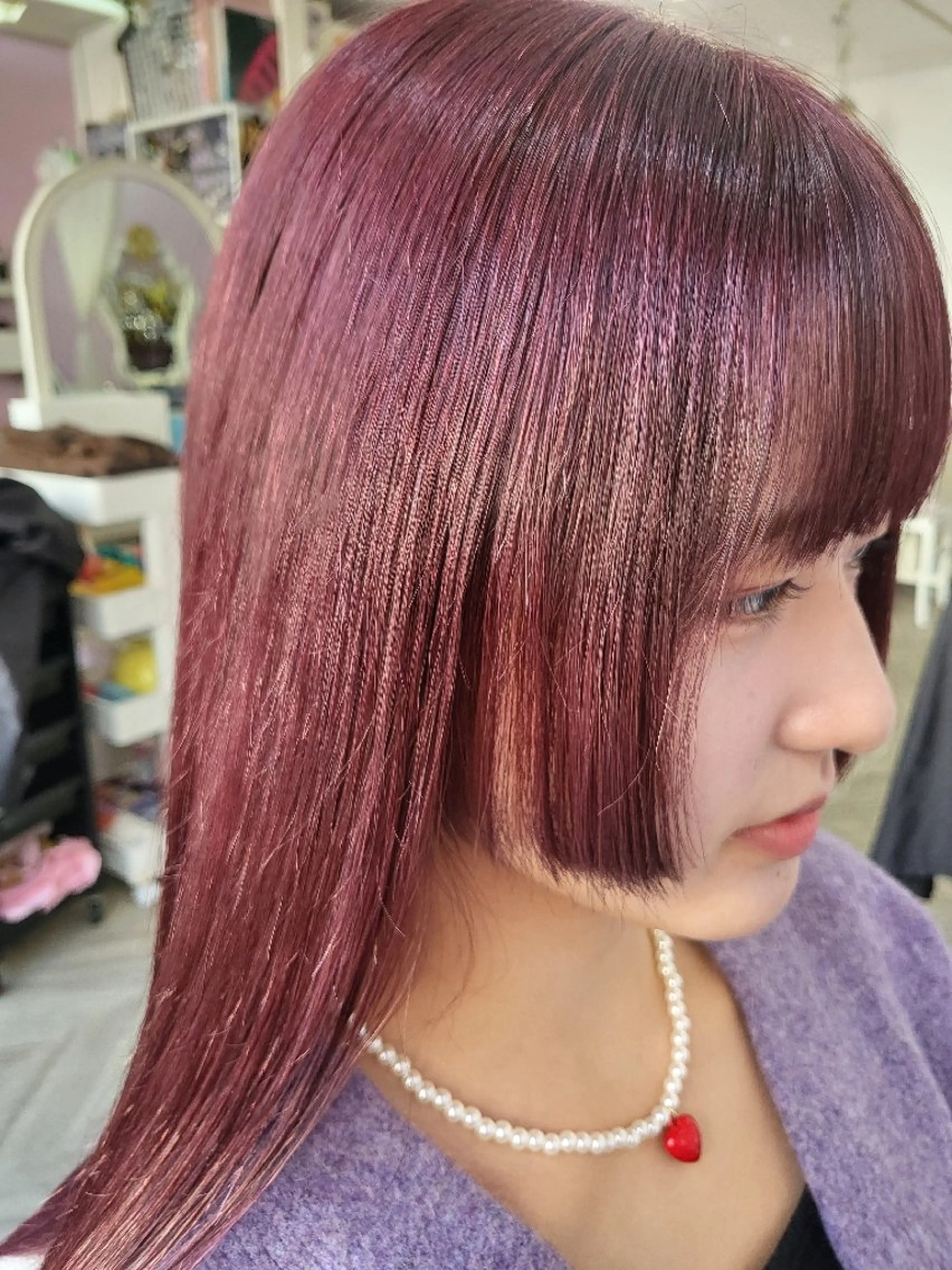 ロング カラー ヘアアレンジ ピンクカラー ローズカラー 姫カット ナカシマ  アユミのヘアスタイル