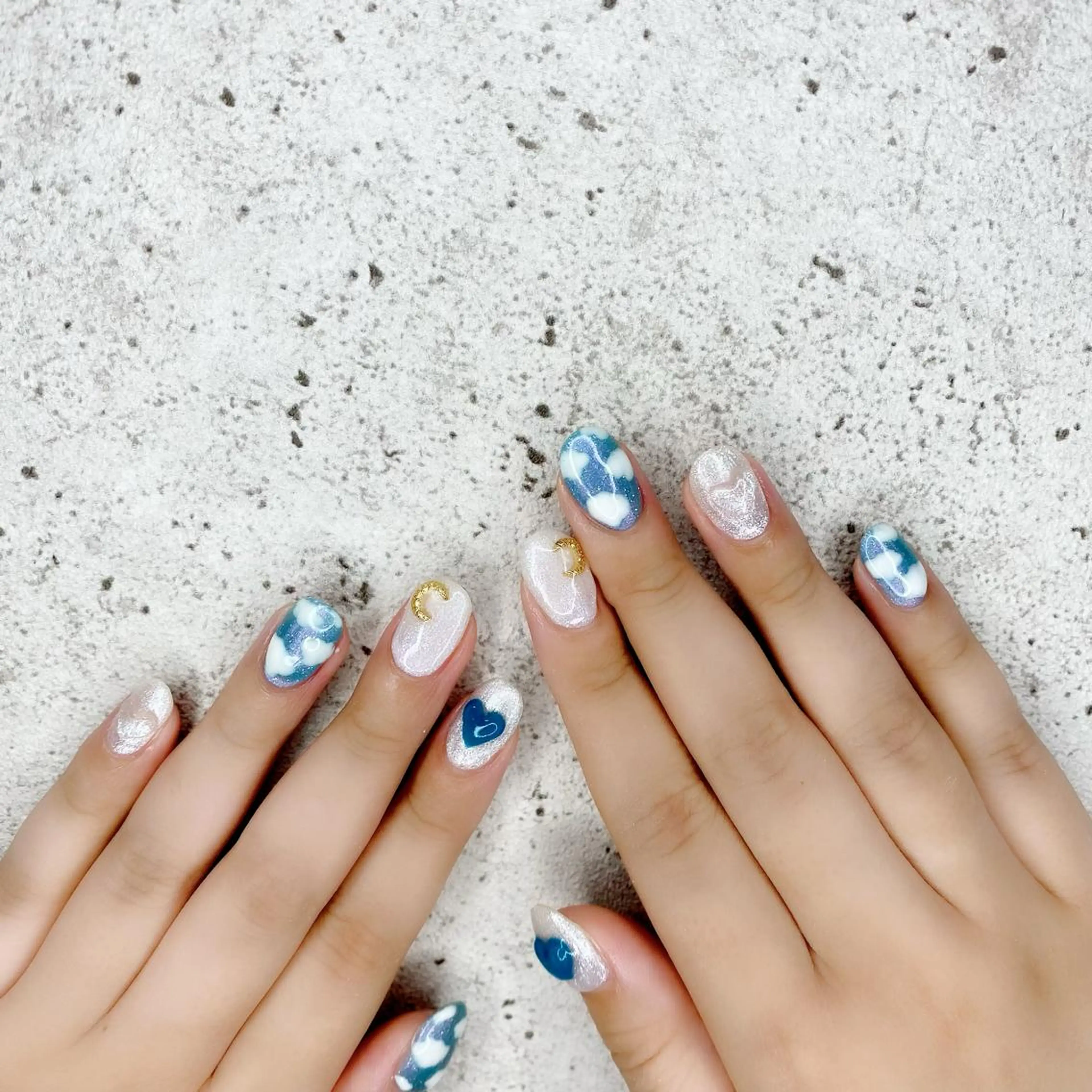 セミロング パーマ ヘアアレンジ メンズ キッズ ネイル マツエク・マツパ ハート ラメ(グリッター) ハンドネイル Salon Ｋのネイルデザイン