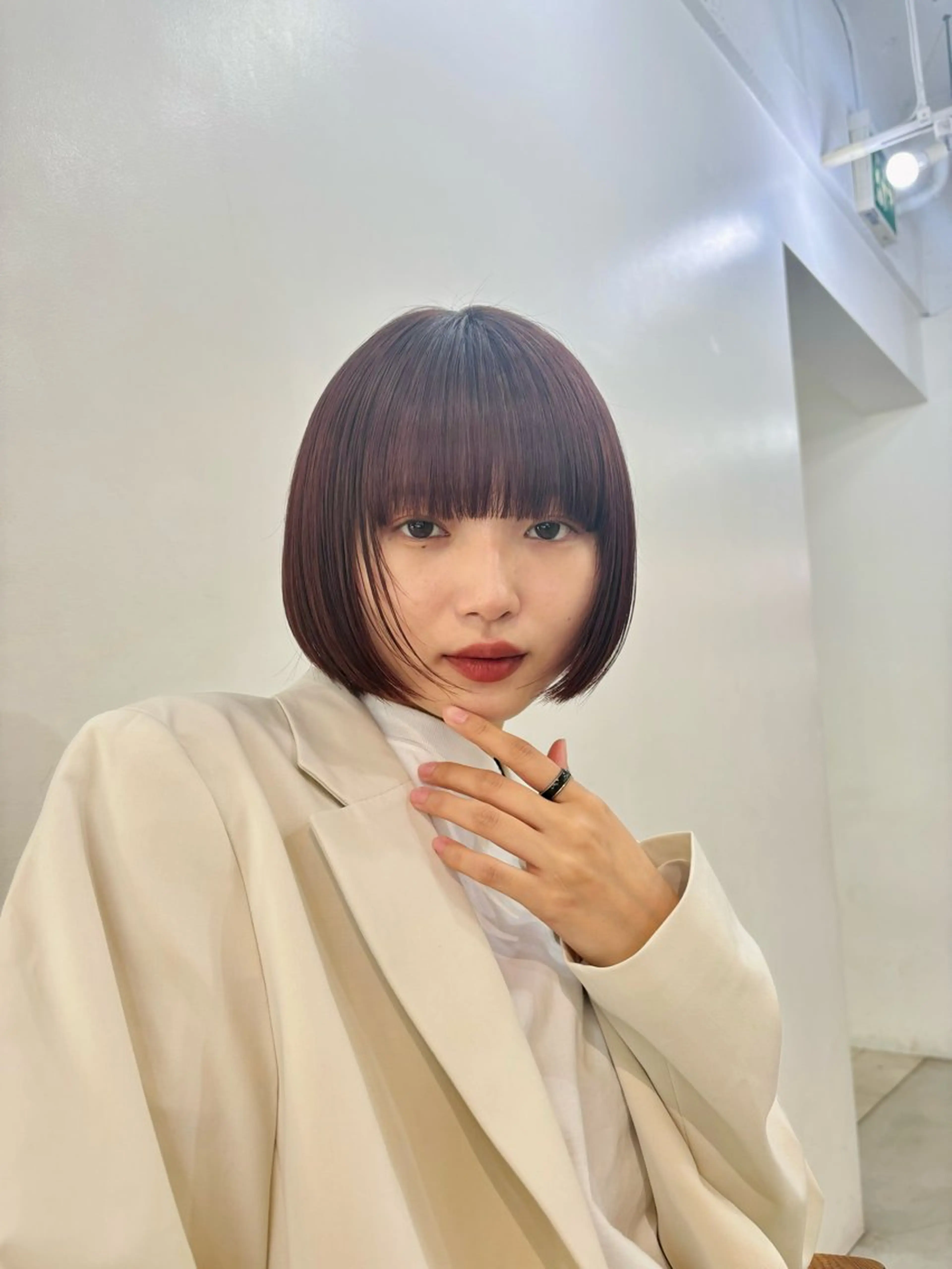 ショート カラー 切りっぱなしボブ ブラウンカラー 透明感カラー ボブ カット ヘアカラー トリートメント 🫧nari🫧 谷町 大阪のヘアスタイル