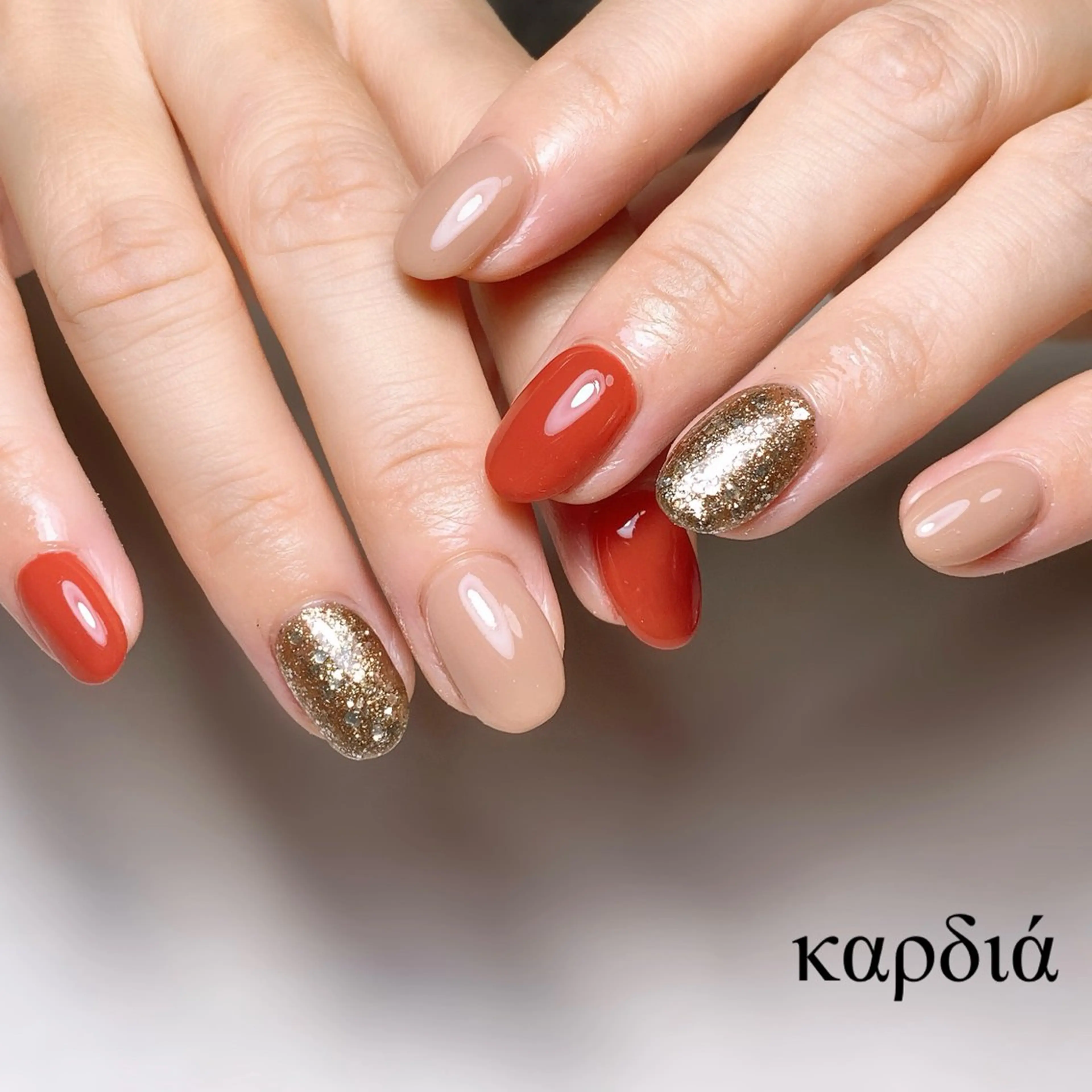 ネイル ハンドネイル καρδιά -ｶﾙﾃﾞｨｱ-のネイルデザイン