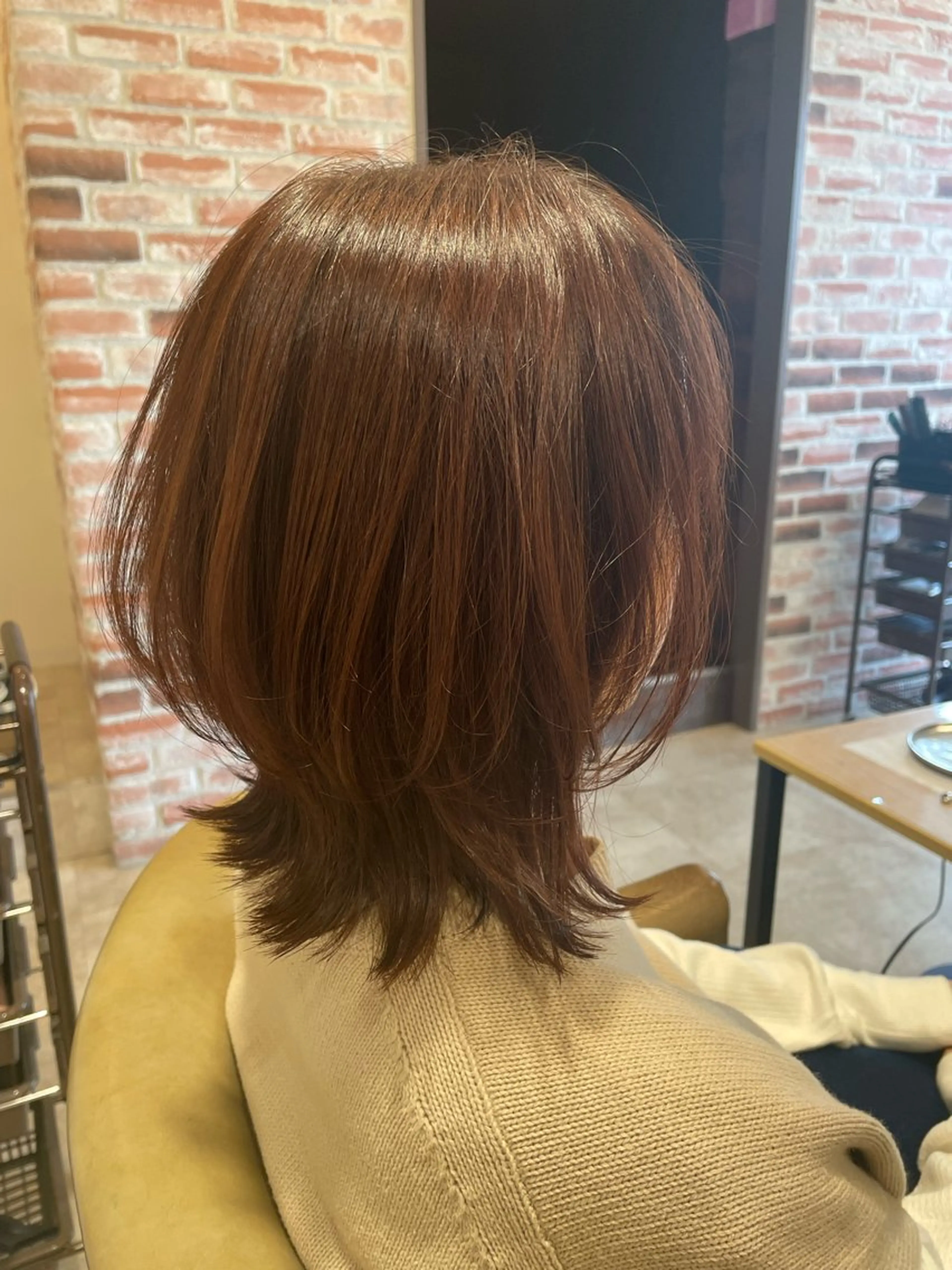 ミディアム カラー ブラウンカラー ボブ ウルフカット YUSICA  所沢 イマムラ✳︎✴︎のヘアスタイル