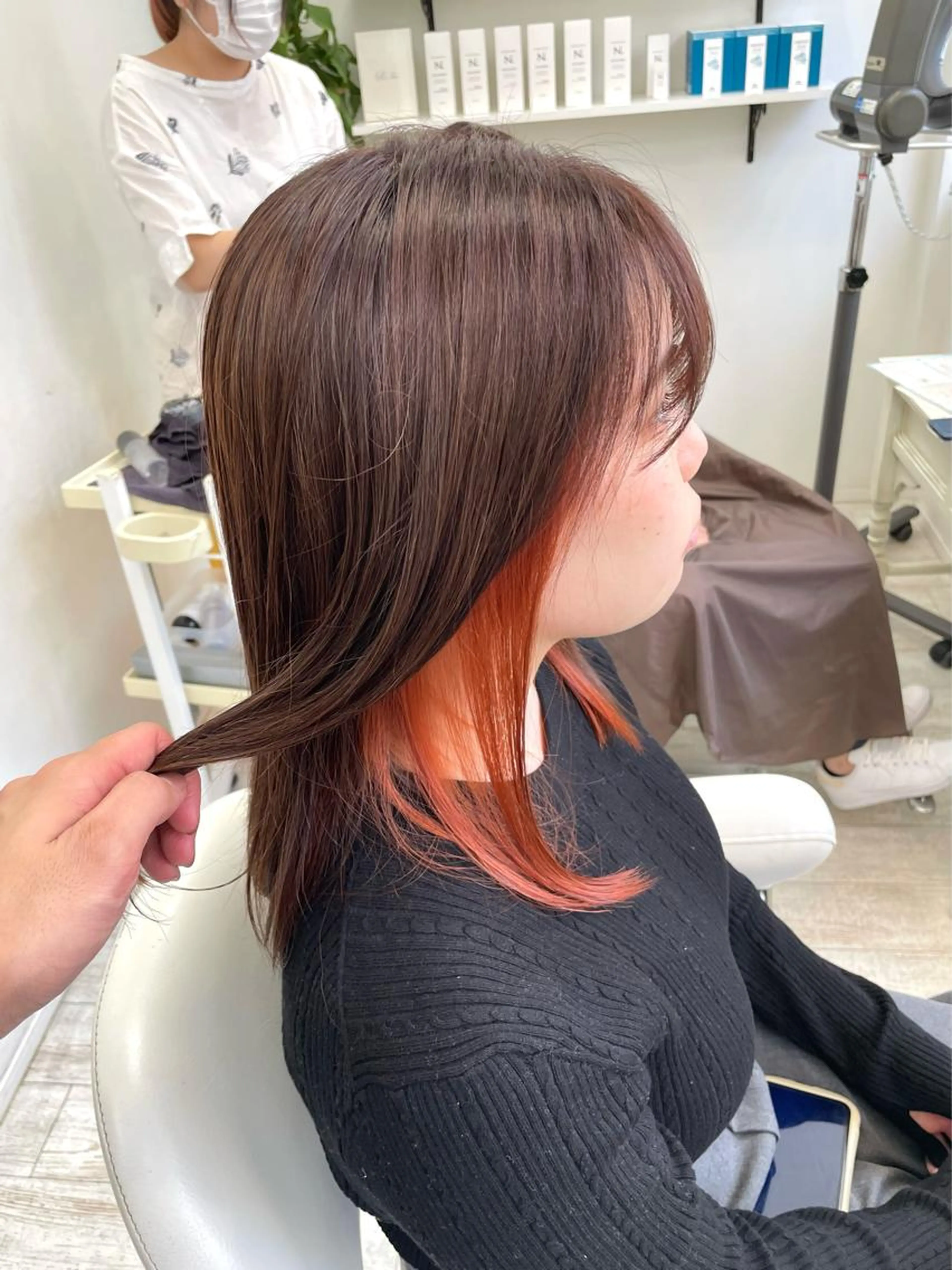 似合わせカット+インナーカラーの写真