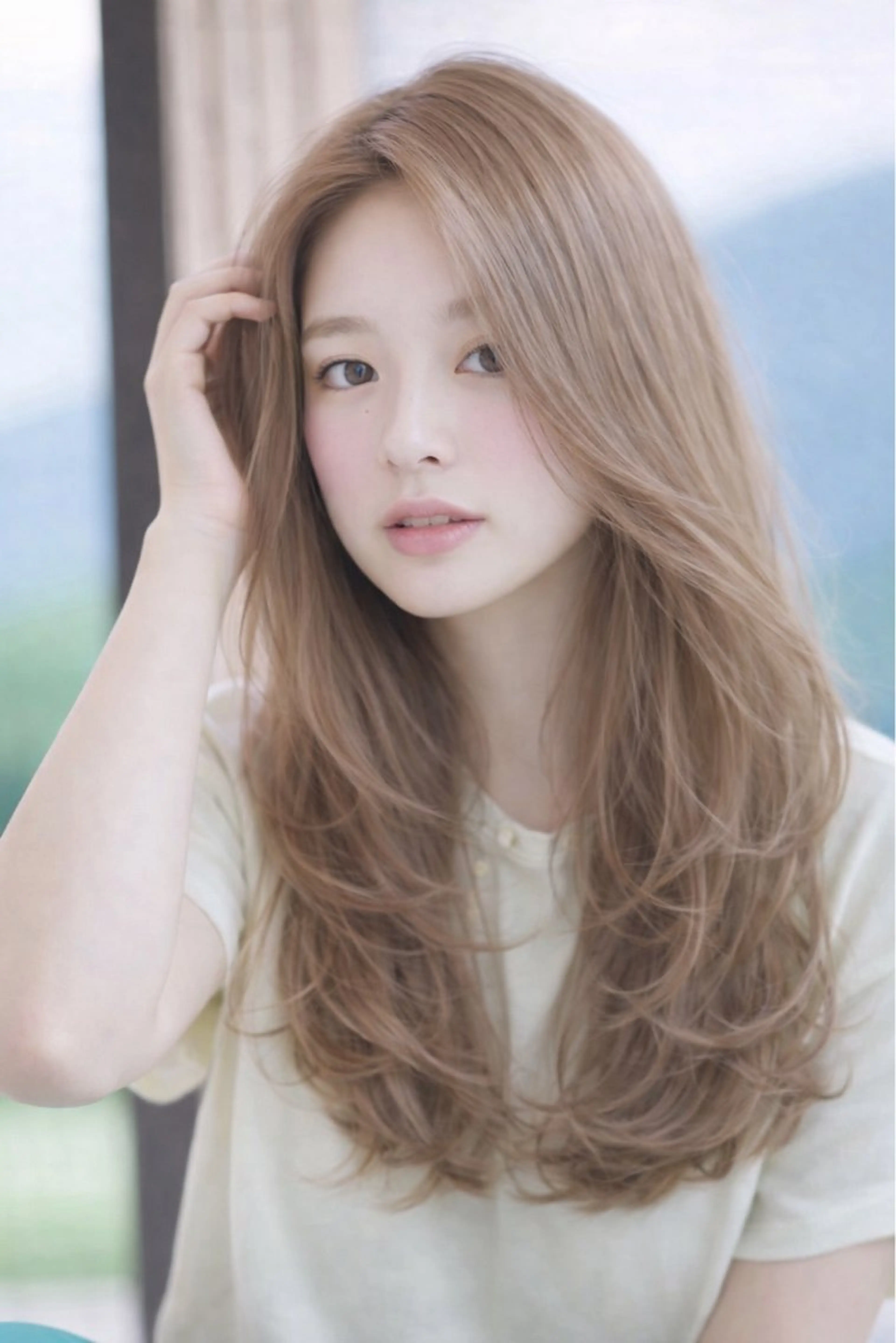 ロング カラー ベージュカラー ブリーチ 透明感カラー 似合わせカット カット ヘアカラー トリートメント SALOWIN(サロウィン)広島並木通り所属・田村和範/似合わせ カラー/髪質改善のヘアスタイル