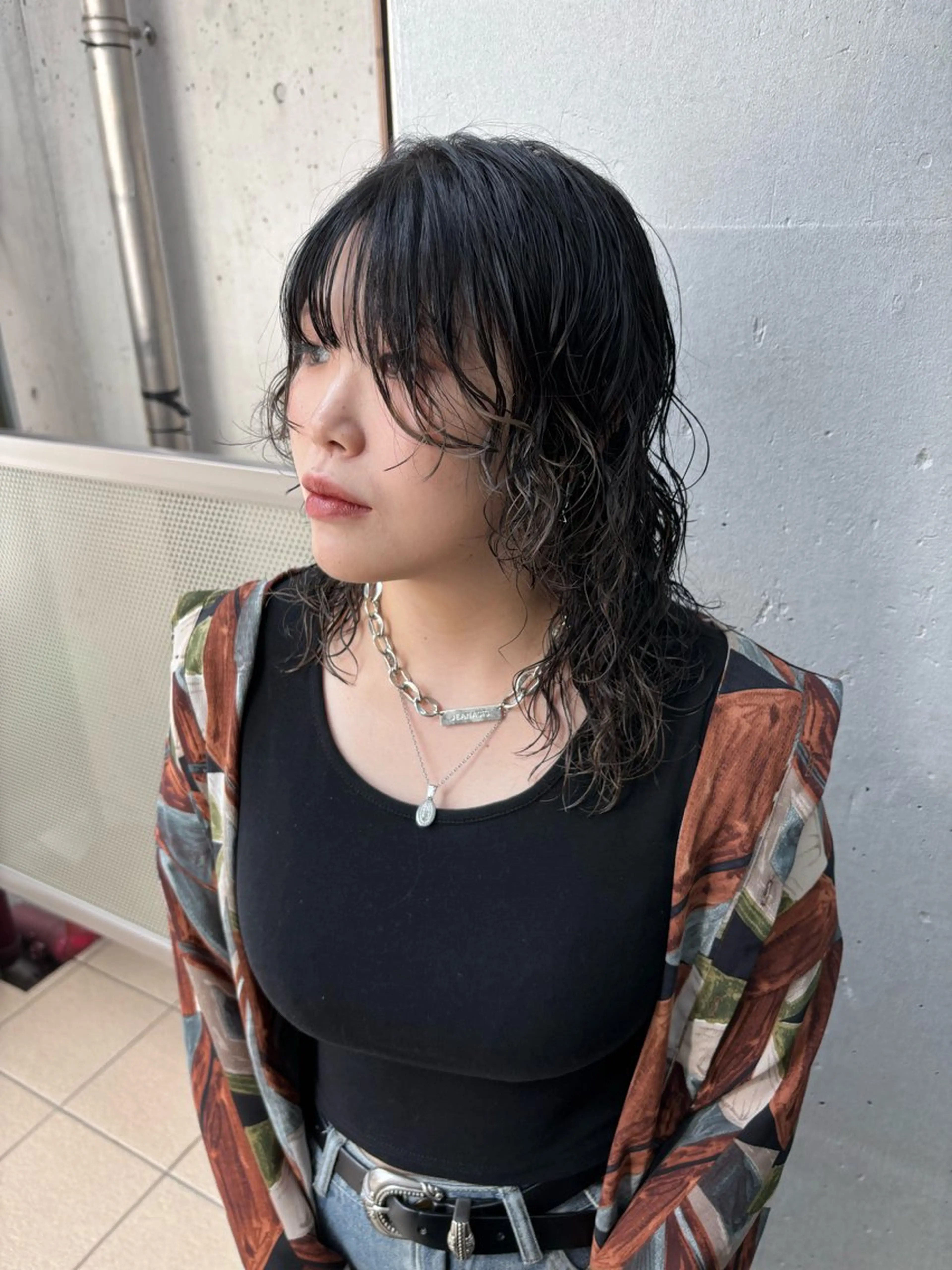 ミディアム パーマ カット パーマ しみず さくら🌸のヘアスタイル