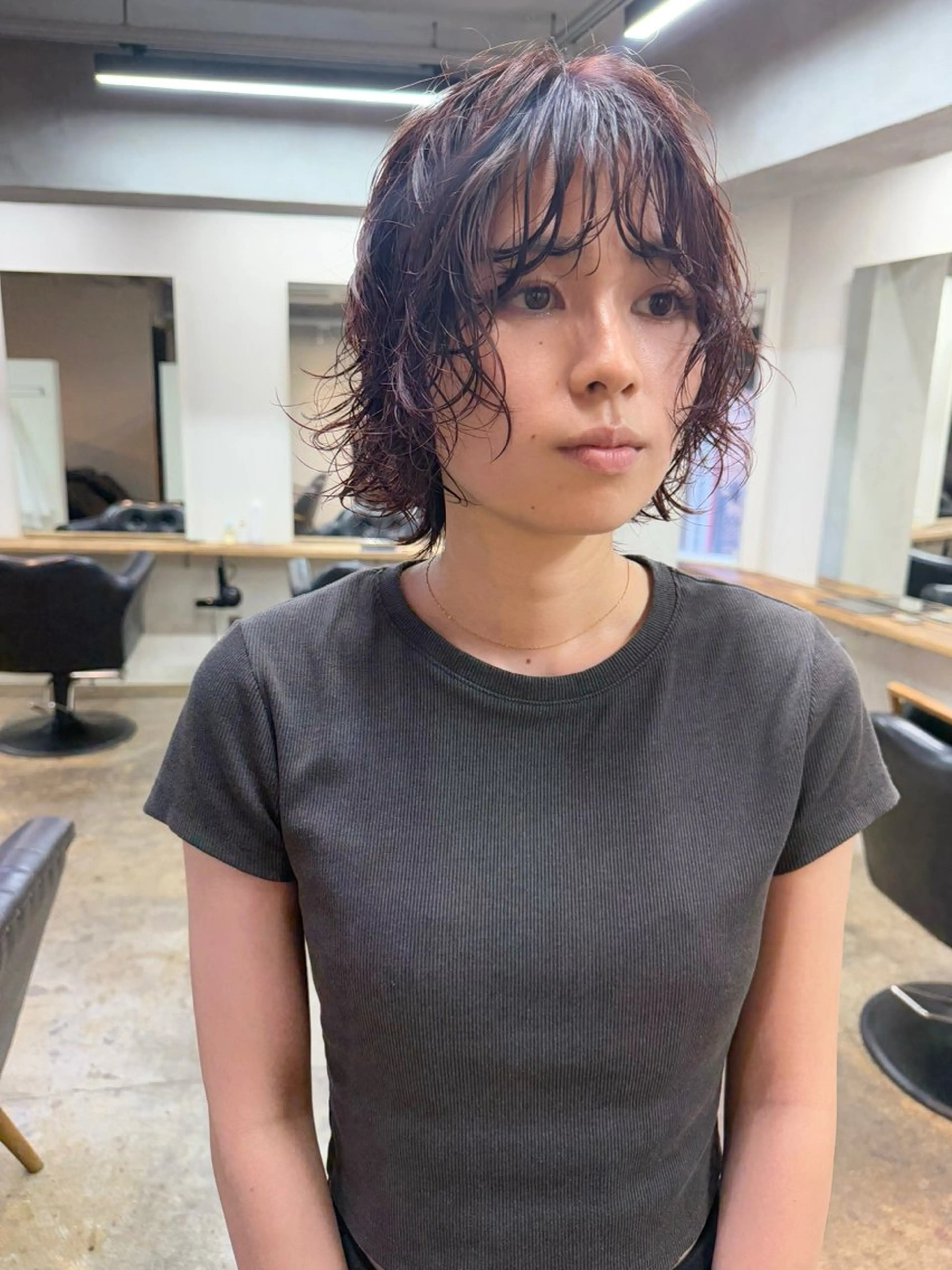 ショート カラー パーマ ラベンダーカラー ラベンダーピンク ピンクカラー ボブ ウルフカット カット ヘアカラー パーマ トリートメント 森貴裕/ベージュ/ パーマ/オリーブのヘアスタイル