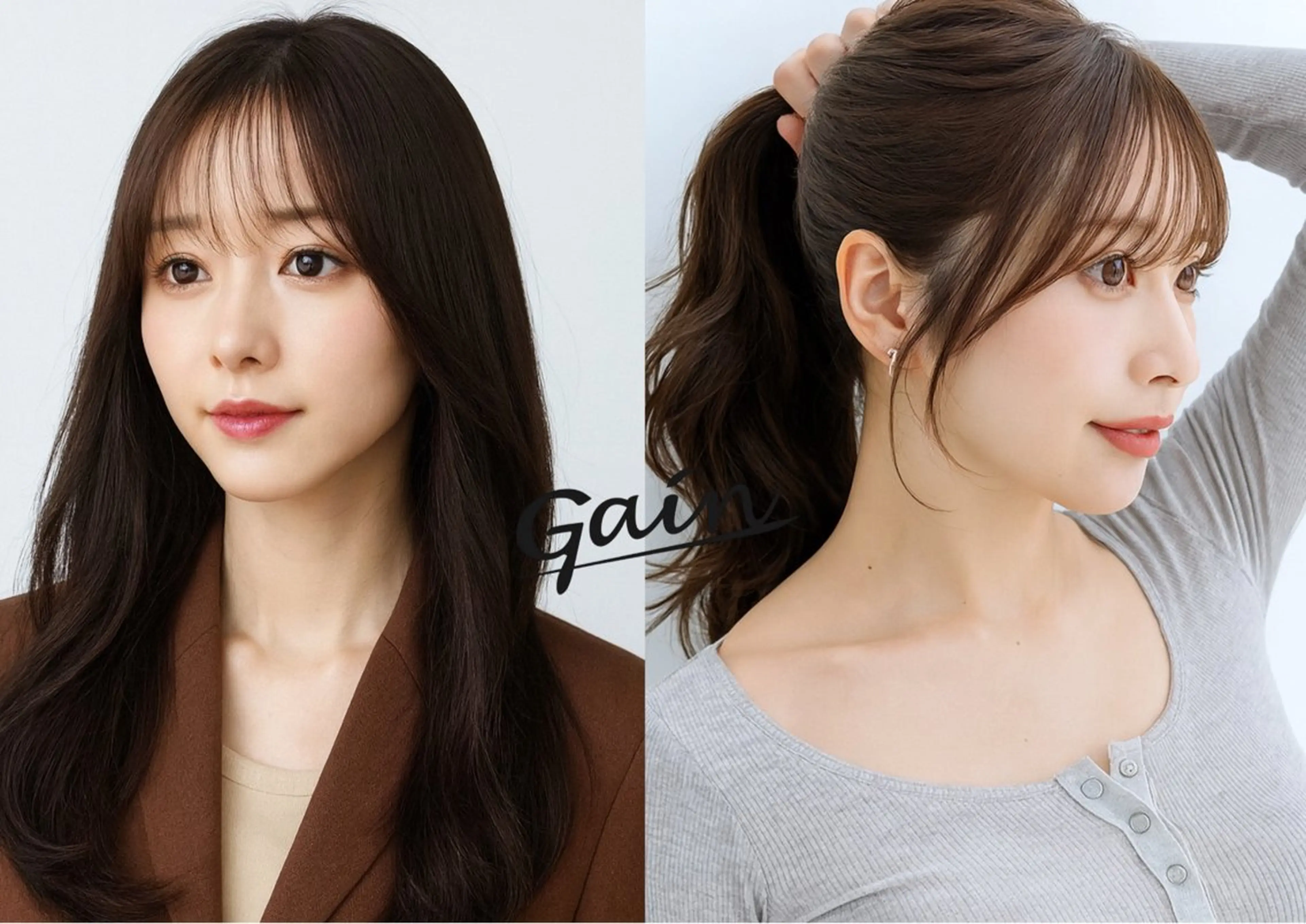 セミロング カラー パーマ 顔まわりレイヤー 韓国風ヘア レイヤーカット 似合わせカット 小顔カット カット ヘアカラー トリートメント Gain KAKKY 名古屋/池下駅3分のヘアスタイル