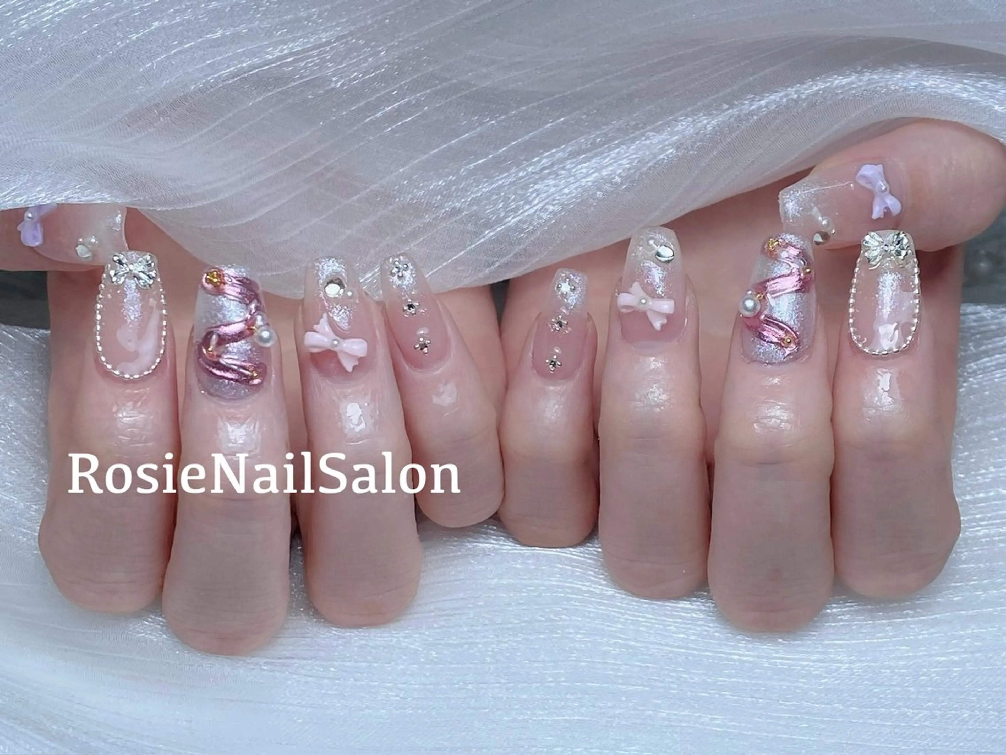 セミロング カラー ハンドネイル Rosie Nail サロン南越谷のネイルデザイン