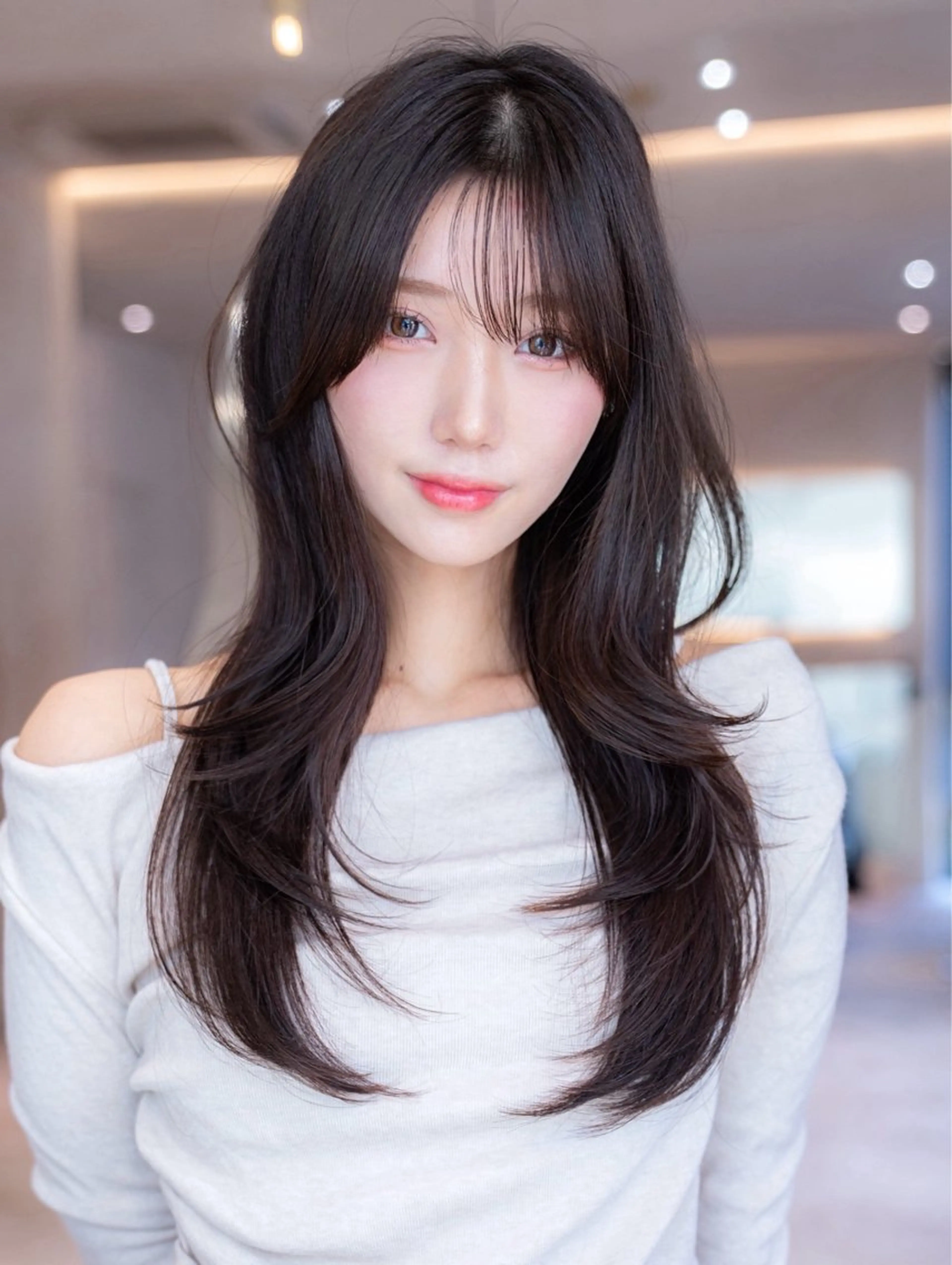 セミロング カラー ブラウンカラー ダークブラウン ハッシュカット カット ヘアカラー トリートメント レイヤー/ハッシュ 渋谷/サッタのヘアスタイル